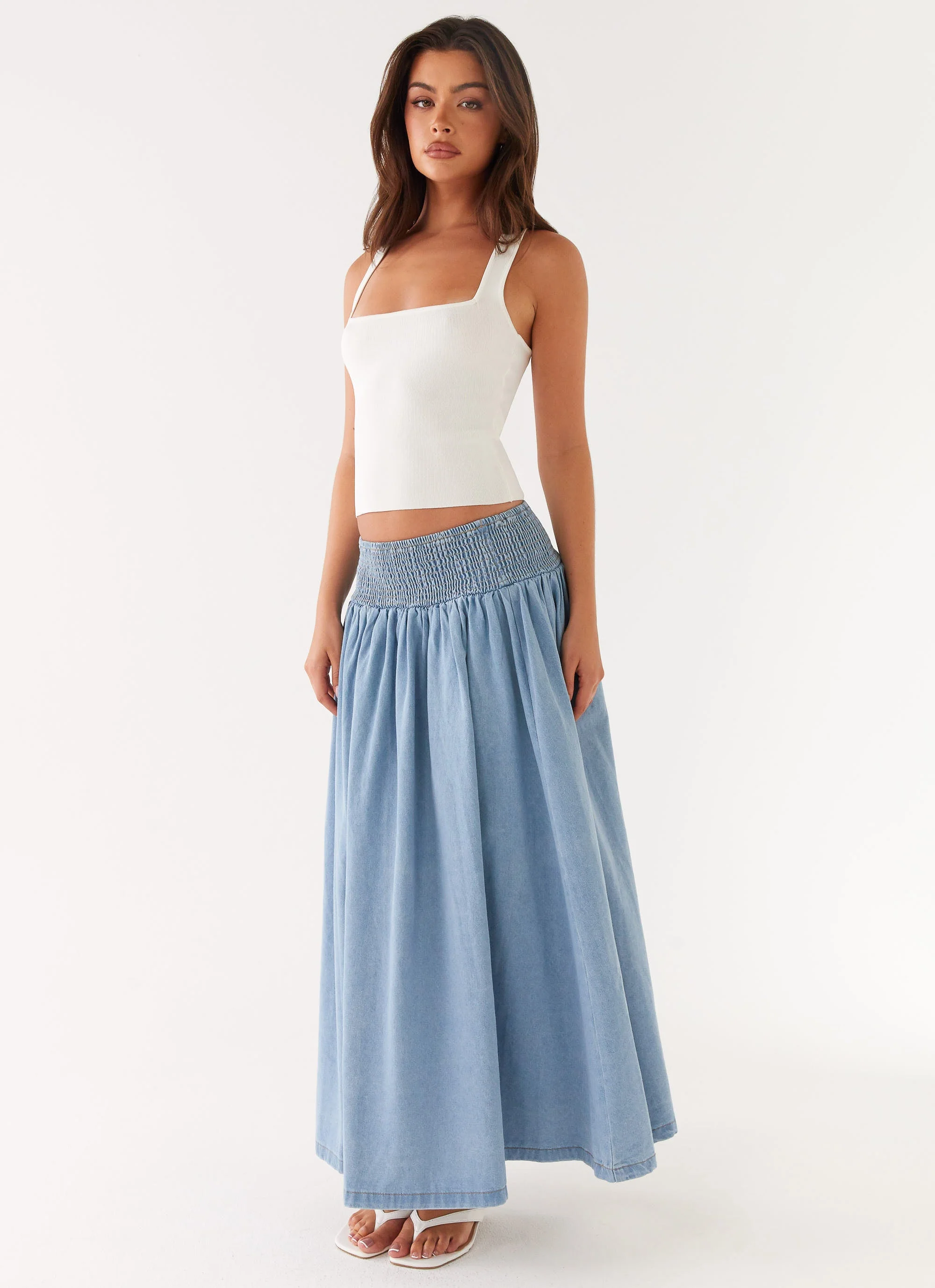 Heater Midi Skirt - Washed Blue - Image 6