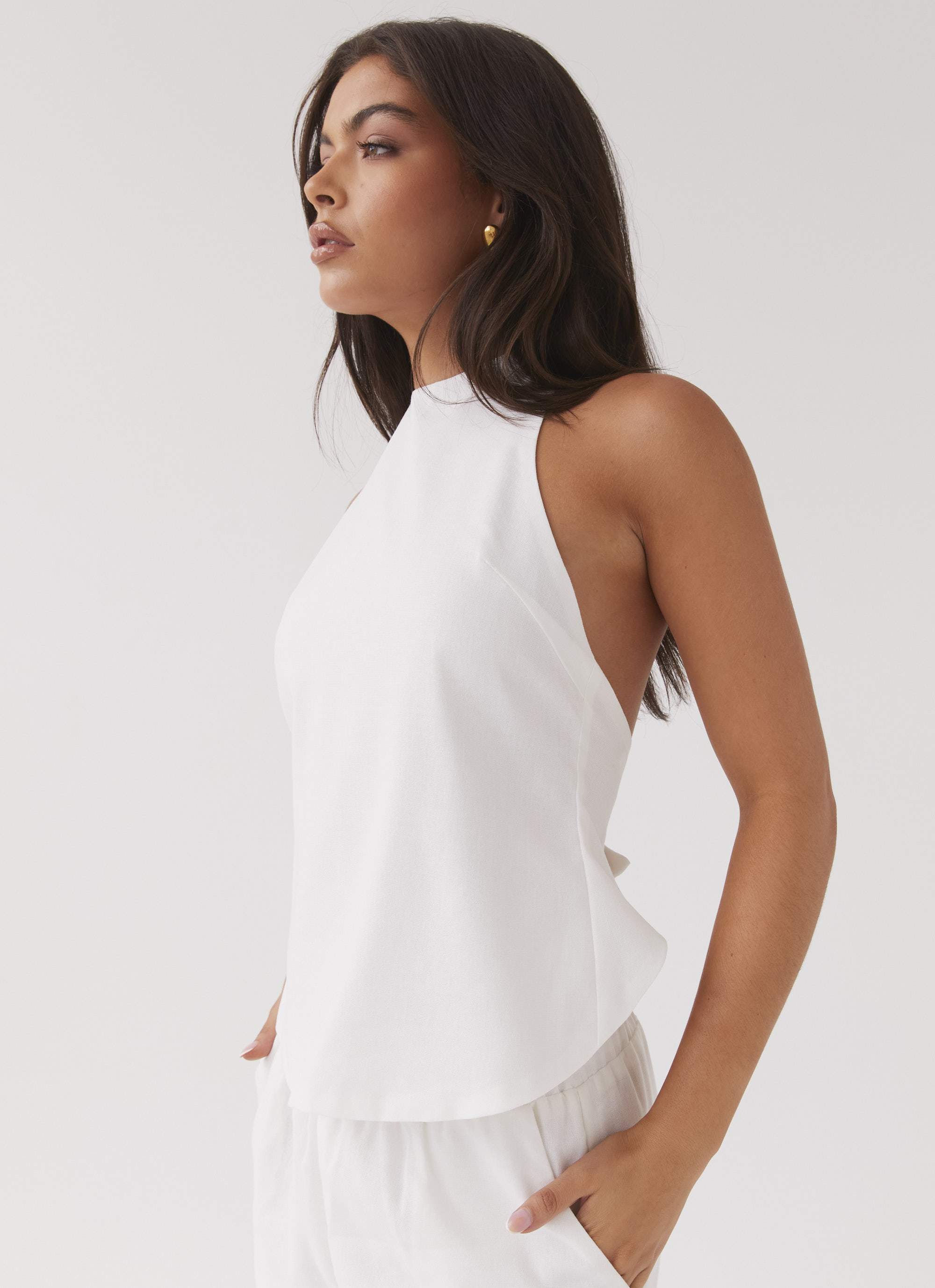 Heatwave Linen Apron Top - White - Image 3
