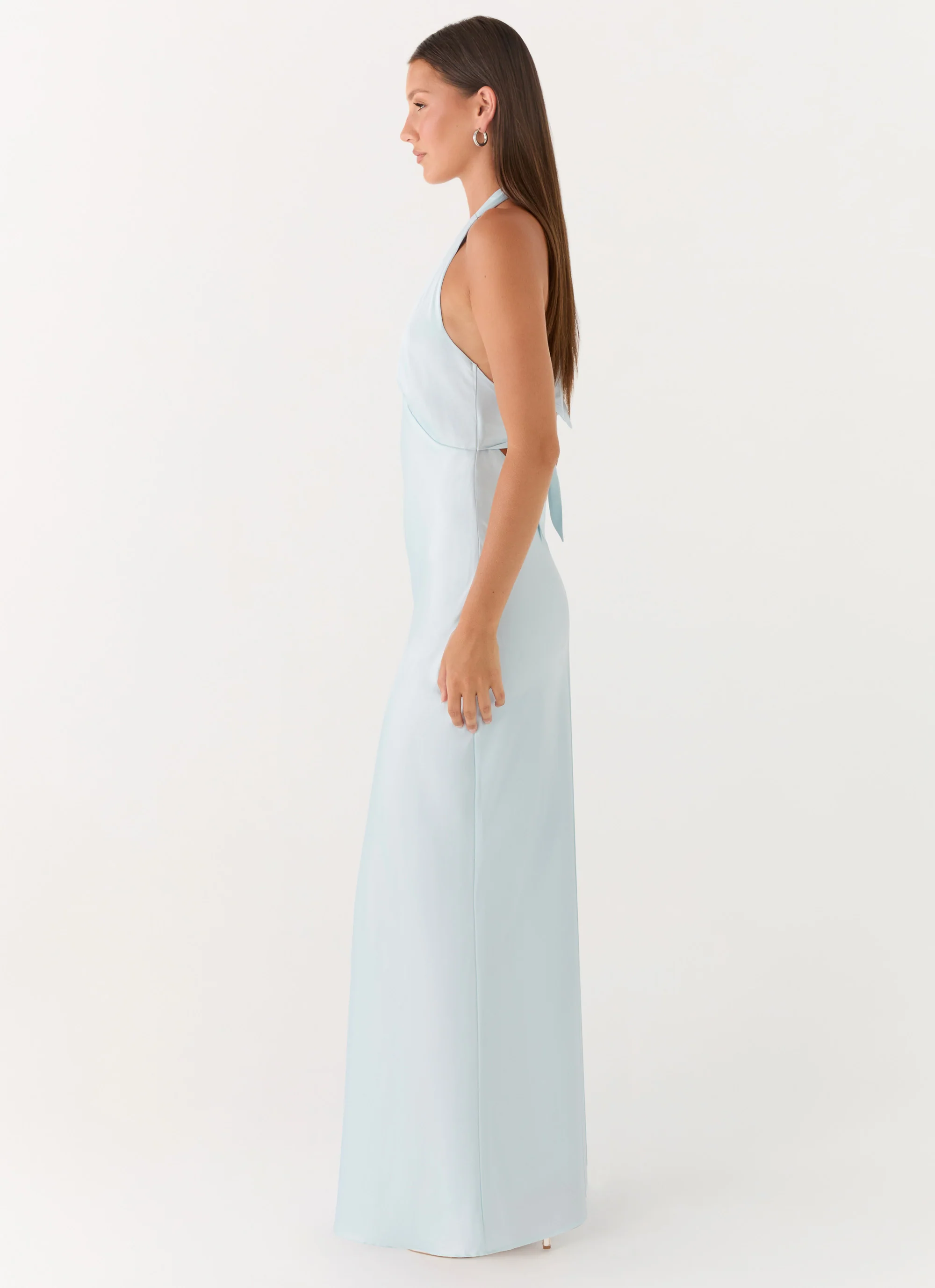 Heavy Hearted Satin Maxi Dress - Ice Blue - Image 2