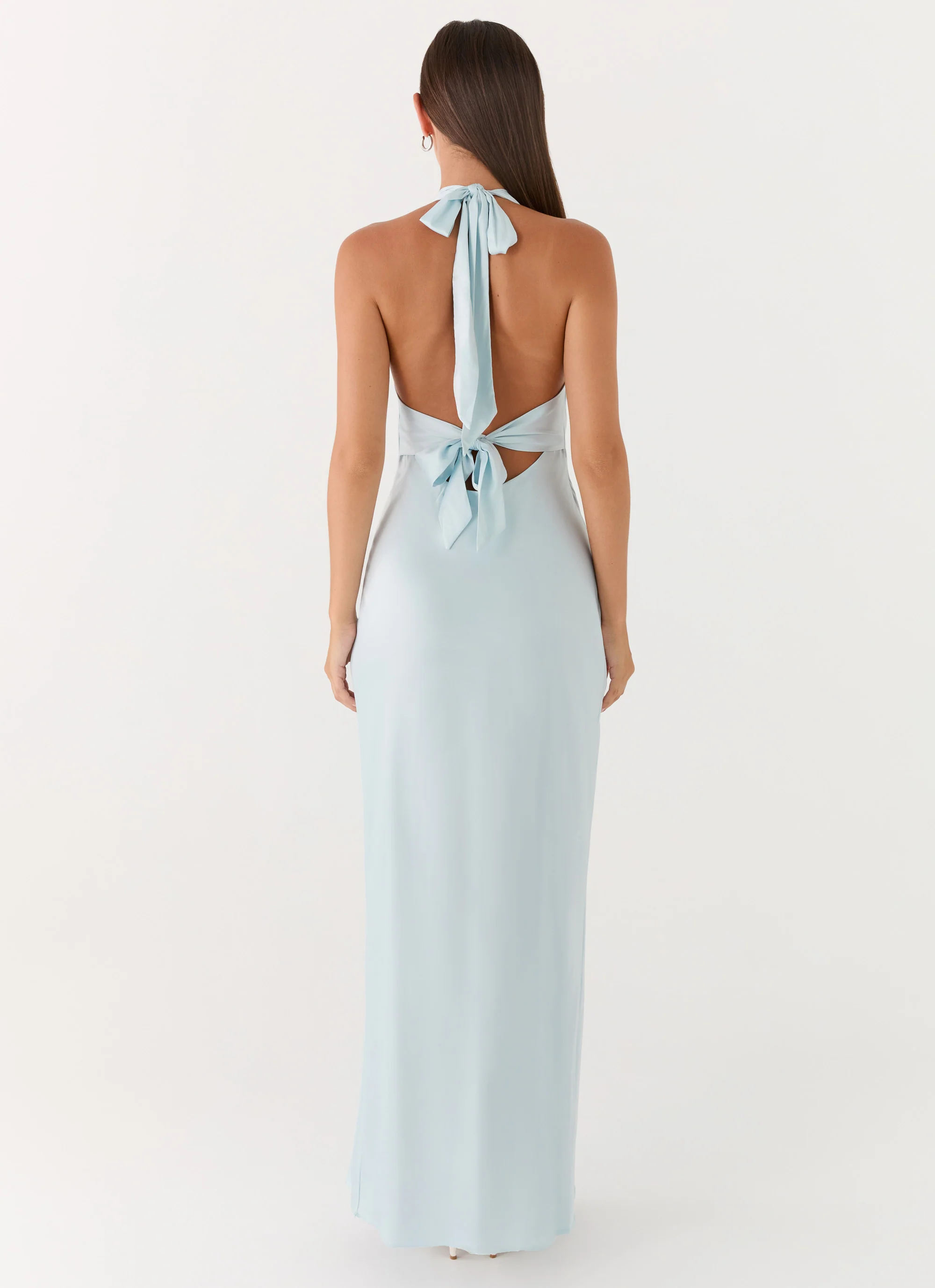 Heavy Hearted Satin Maxi Dress - Ice Blue - Image 3