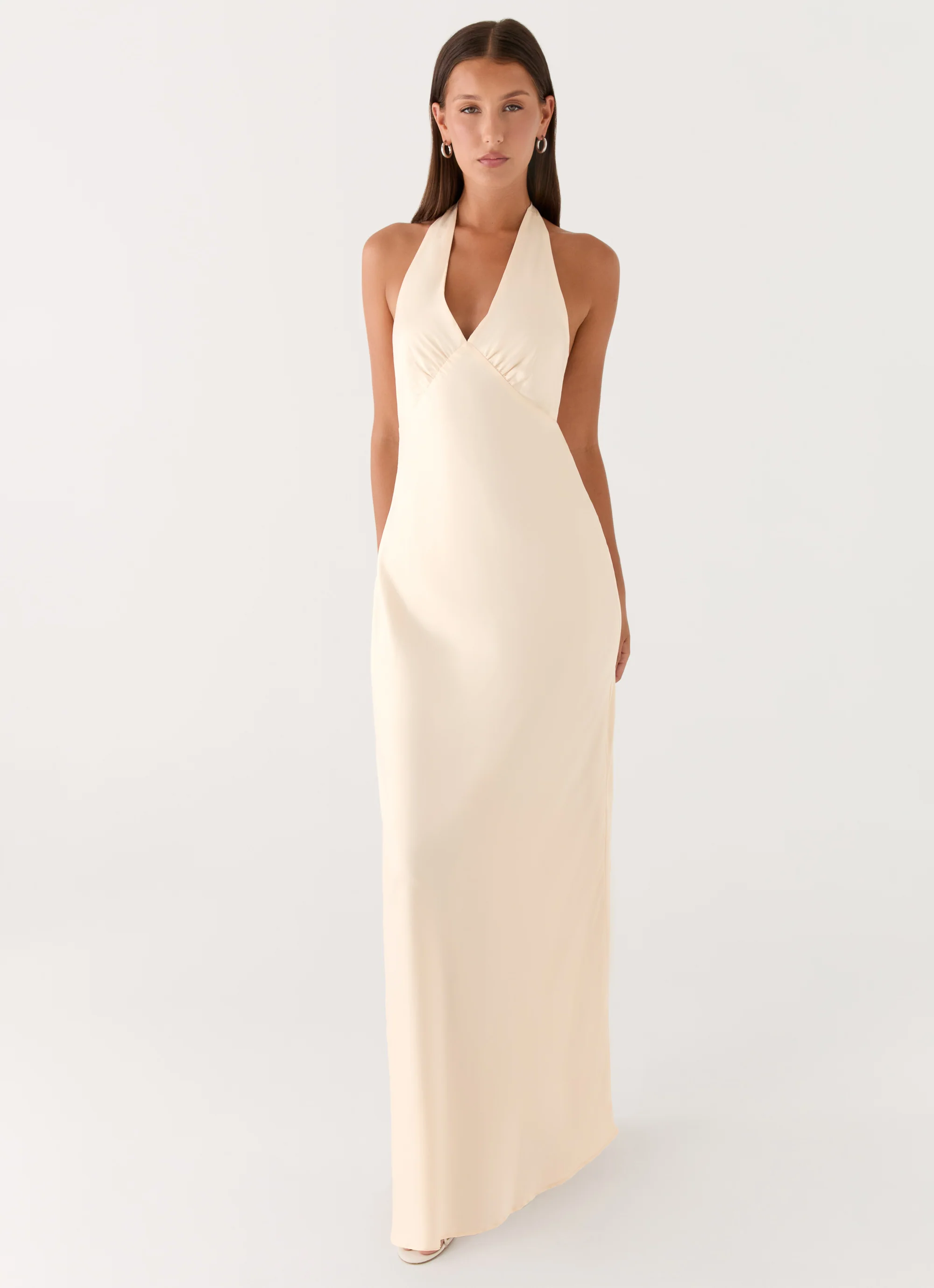 Heavy Hearted Satin Maxi Dress - Pearl - Image 4
