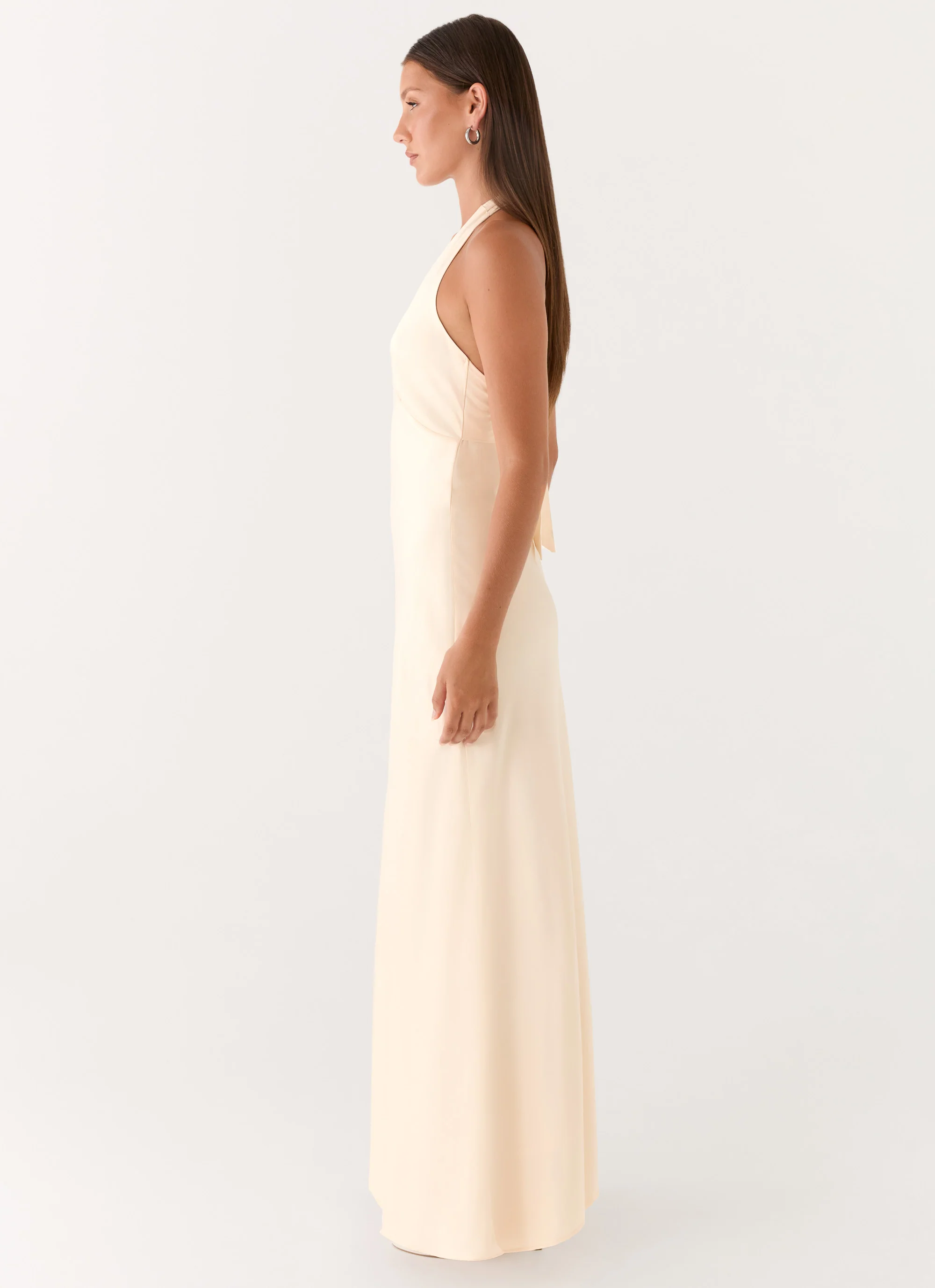 Heavy Hearted Satin Maxi Dress - Pearl - Image 5