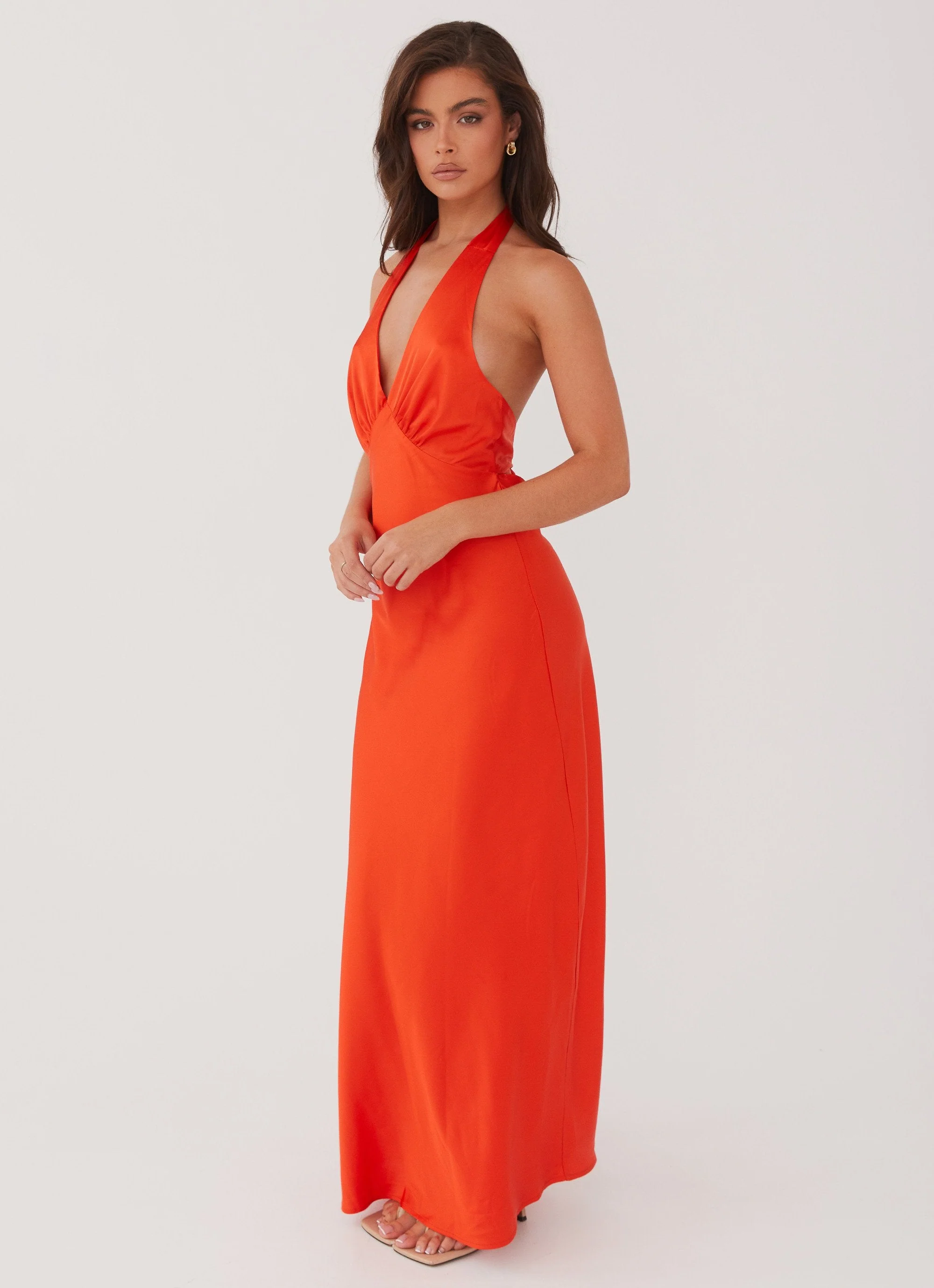 Heavy Hearted Satin Maxi Dress - Sunset - Image 3