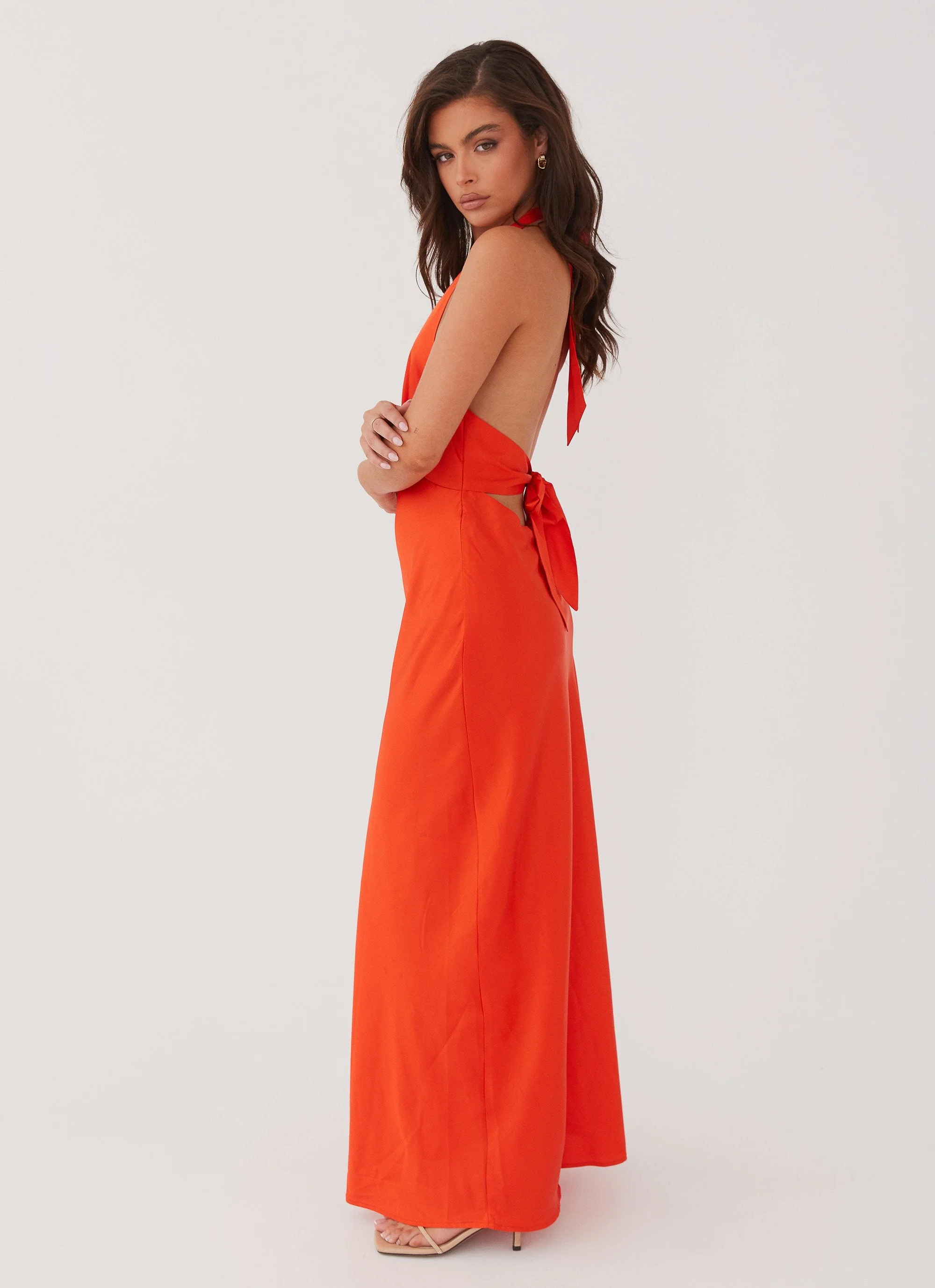 Heavy Hearted Satin Maxi Dress - Sunset - Image 4