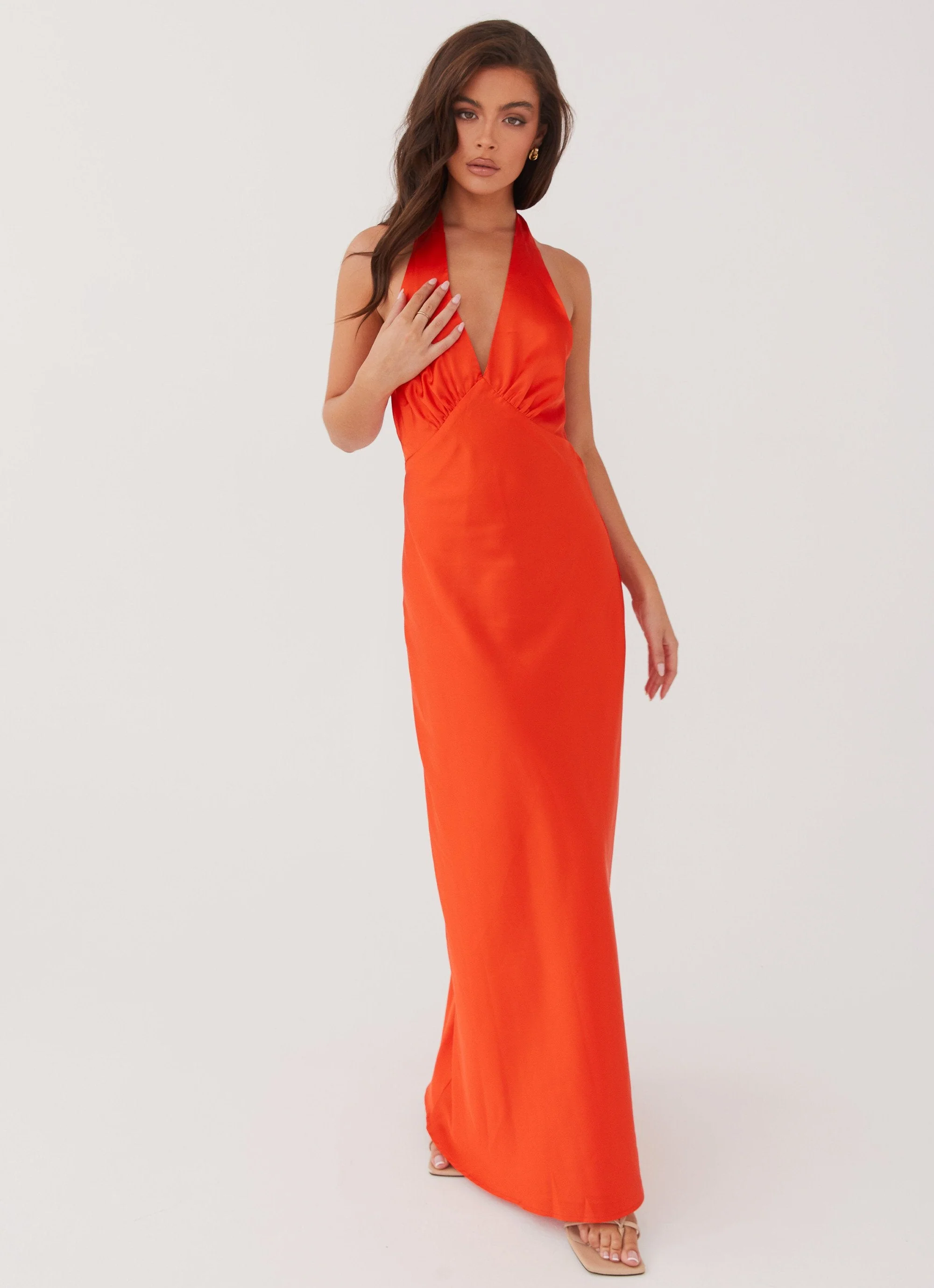 Heavy Hearted Satin Maxi Dress - Sunset - Image 6