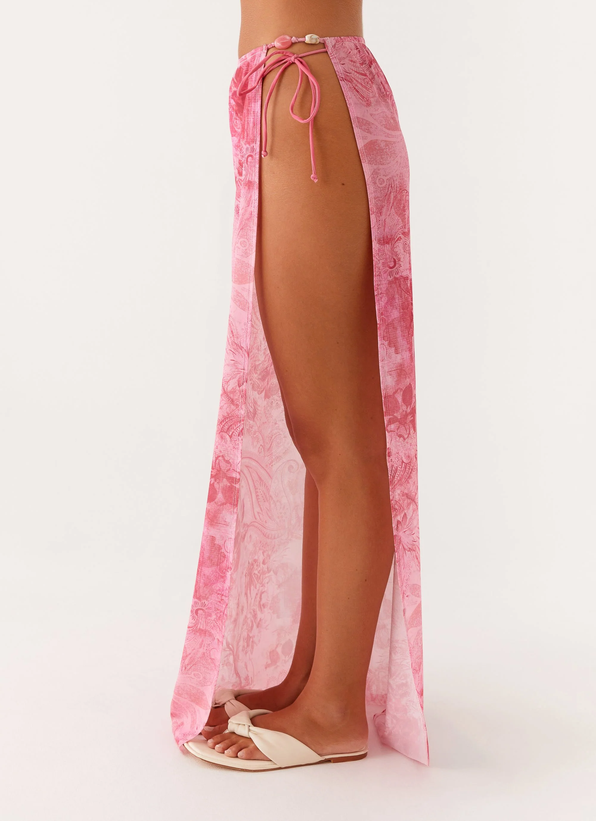 Here For It Beaded Maxi Skirt - Pink Print - Image 3