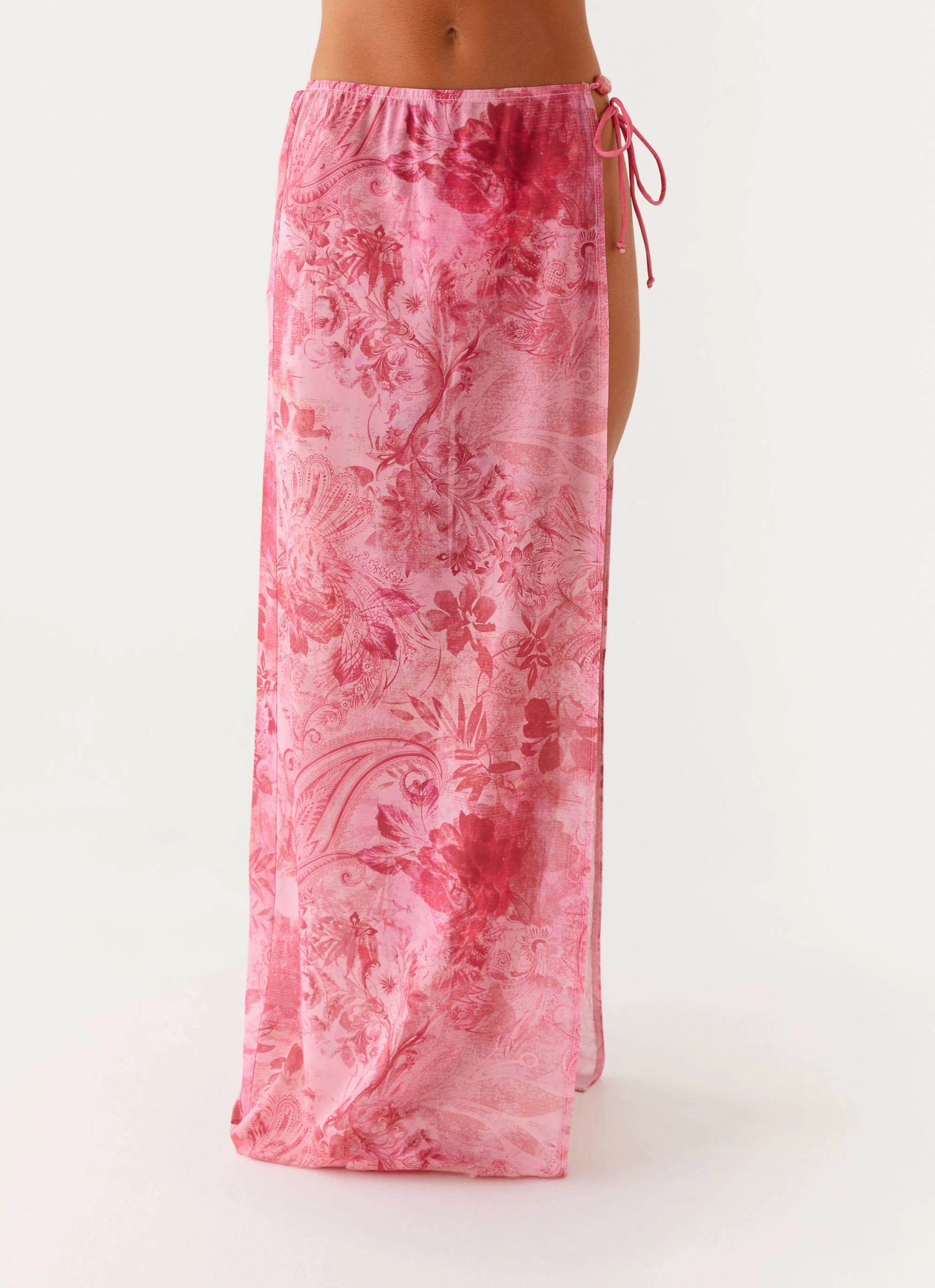 Here For It Beaded Maxi Skirt - Pink Print - Image 5