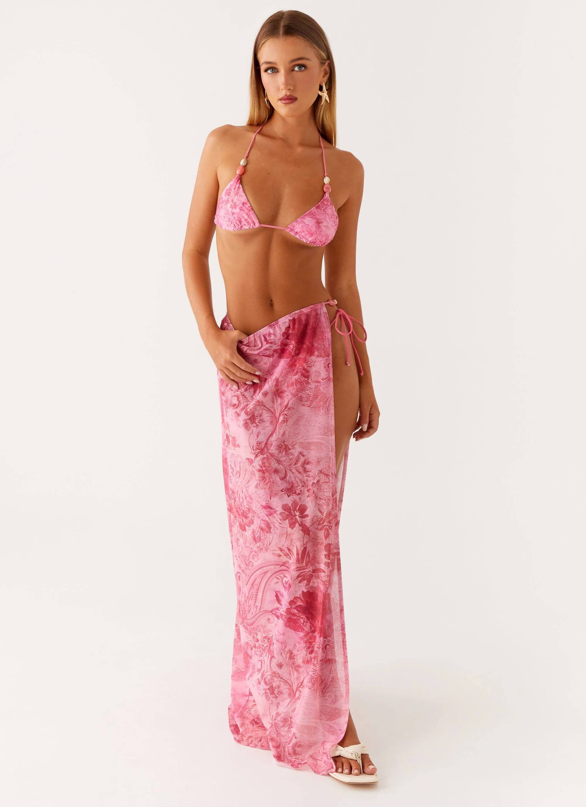 Here For It Beaded Maxi Skirt - Pink Print - Image 6