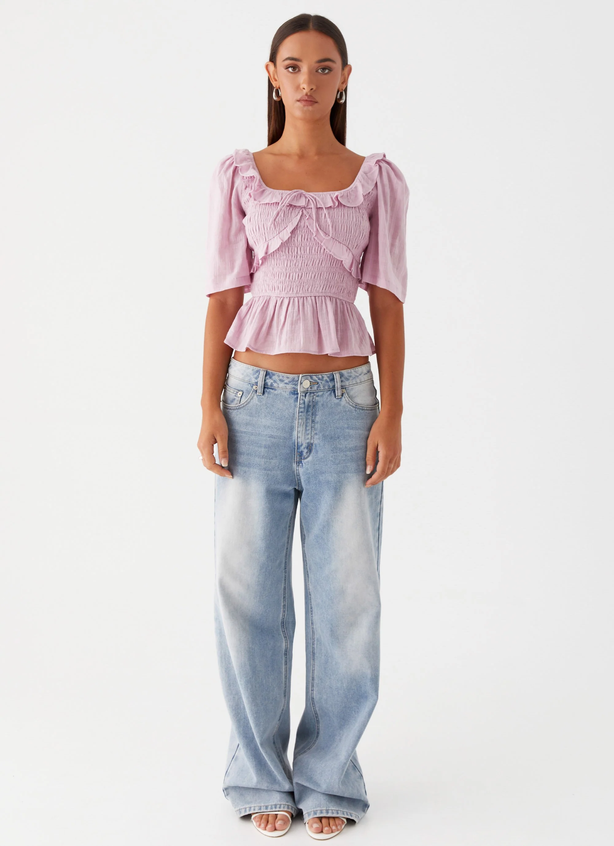 Hidden Gem Shirring Top - Purple - Image 2