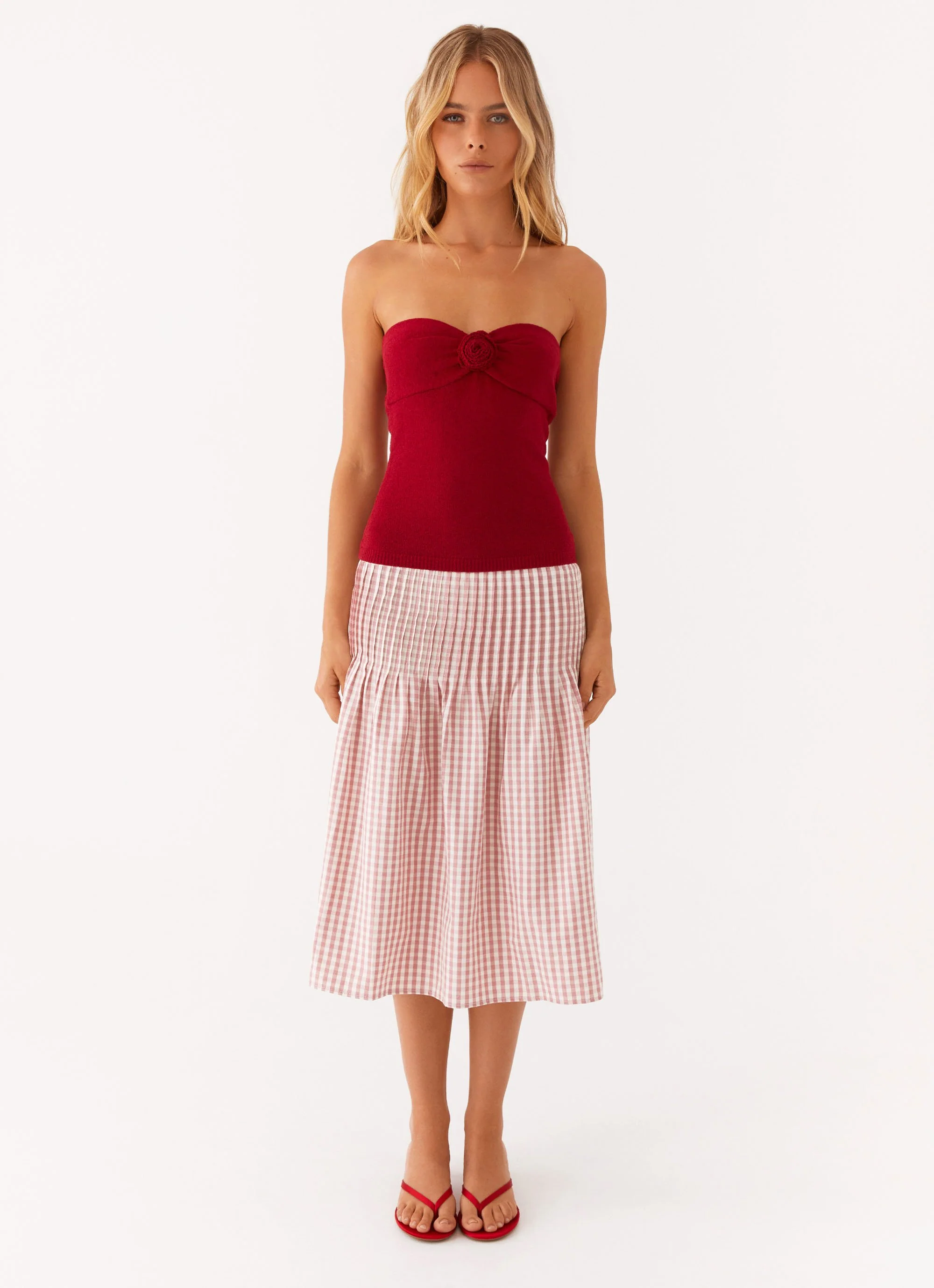 Hidden Hills Knit Rose Top - Maroon - Image 3