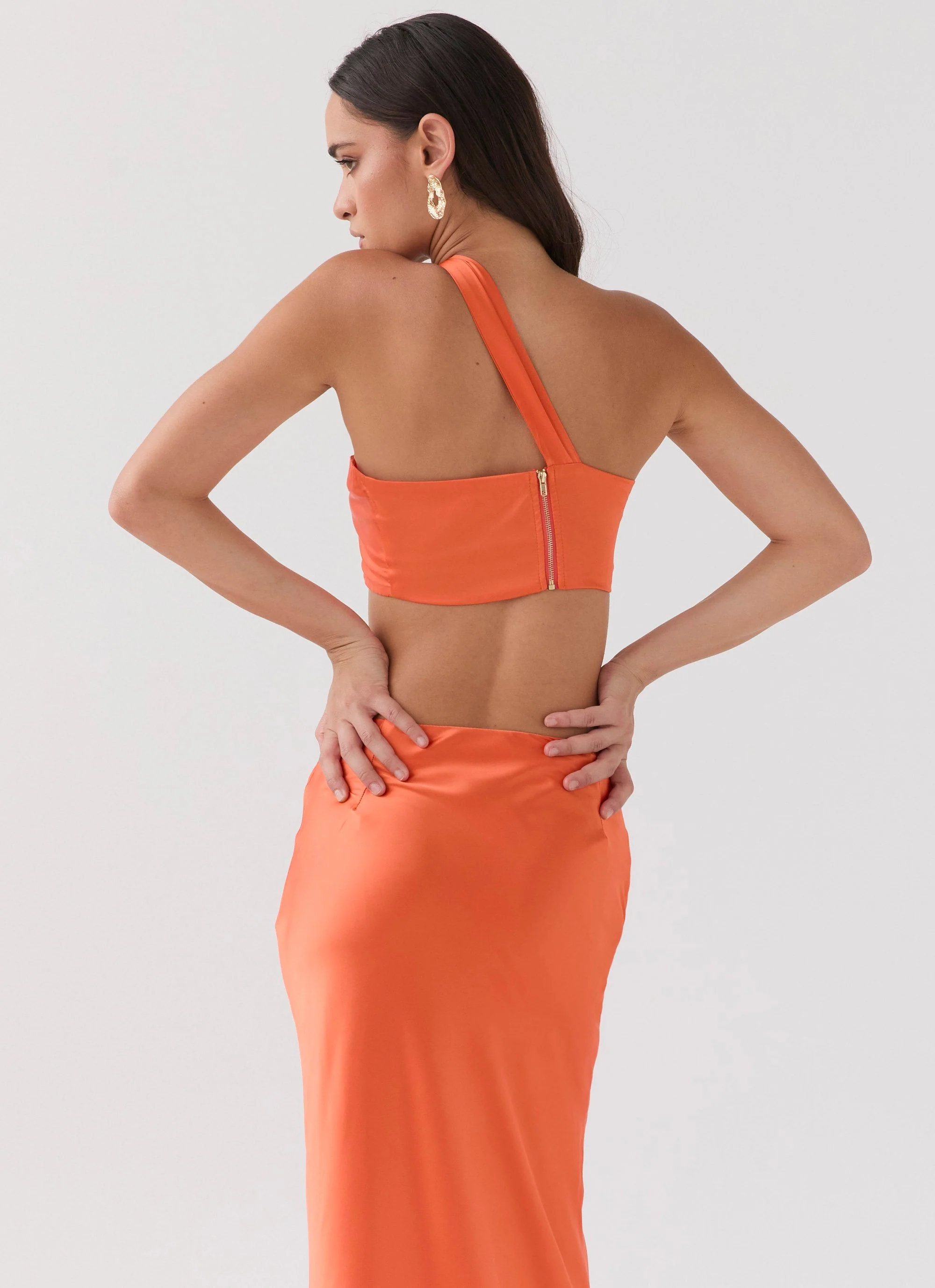 Hidden Oasis Satin Top - Tangerine - Image 8