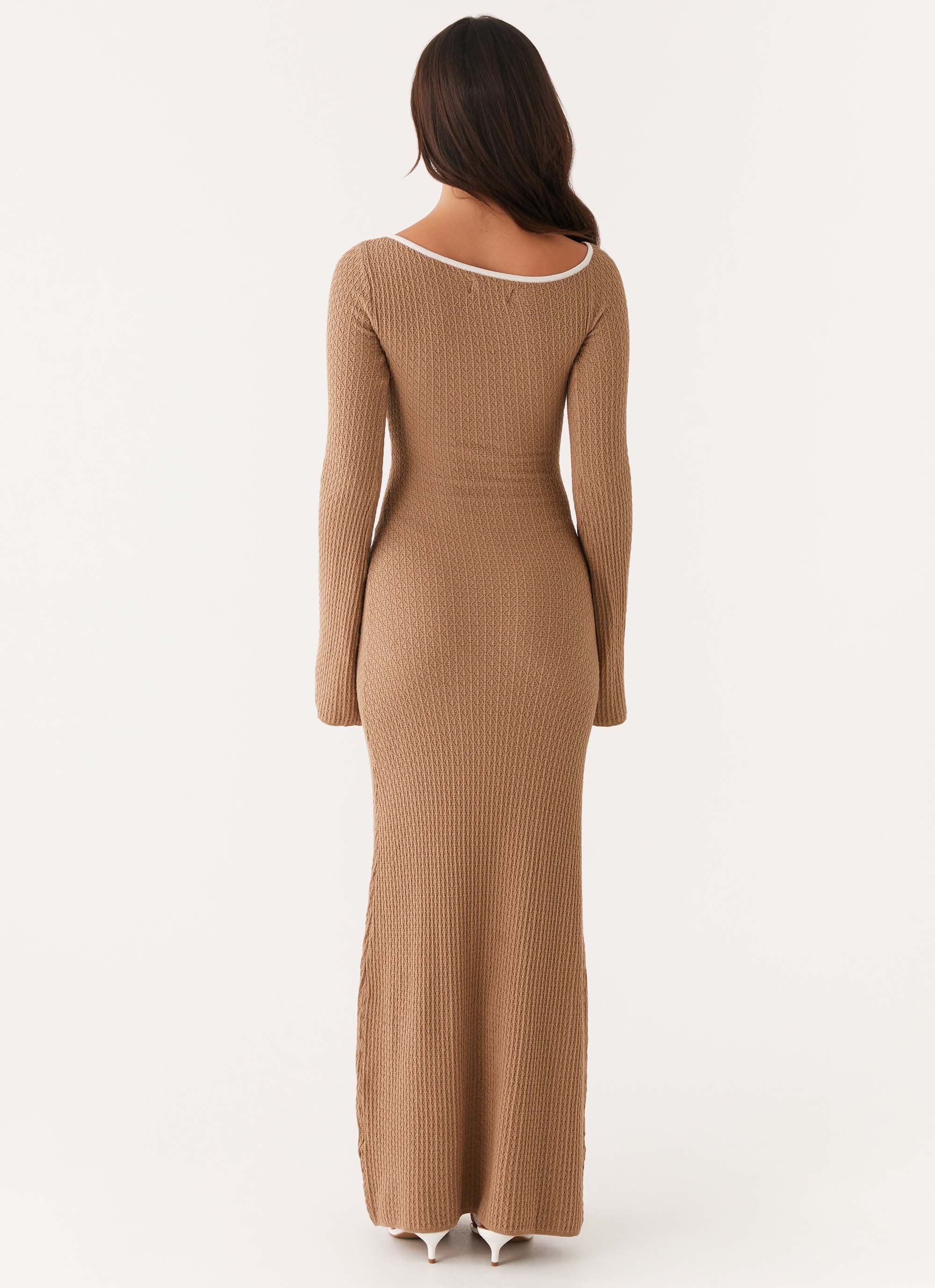 Hilary Crochet Maxi Dress - Tan - Image 3