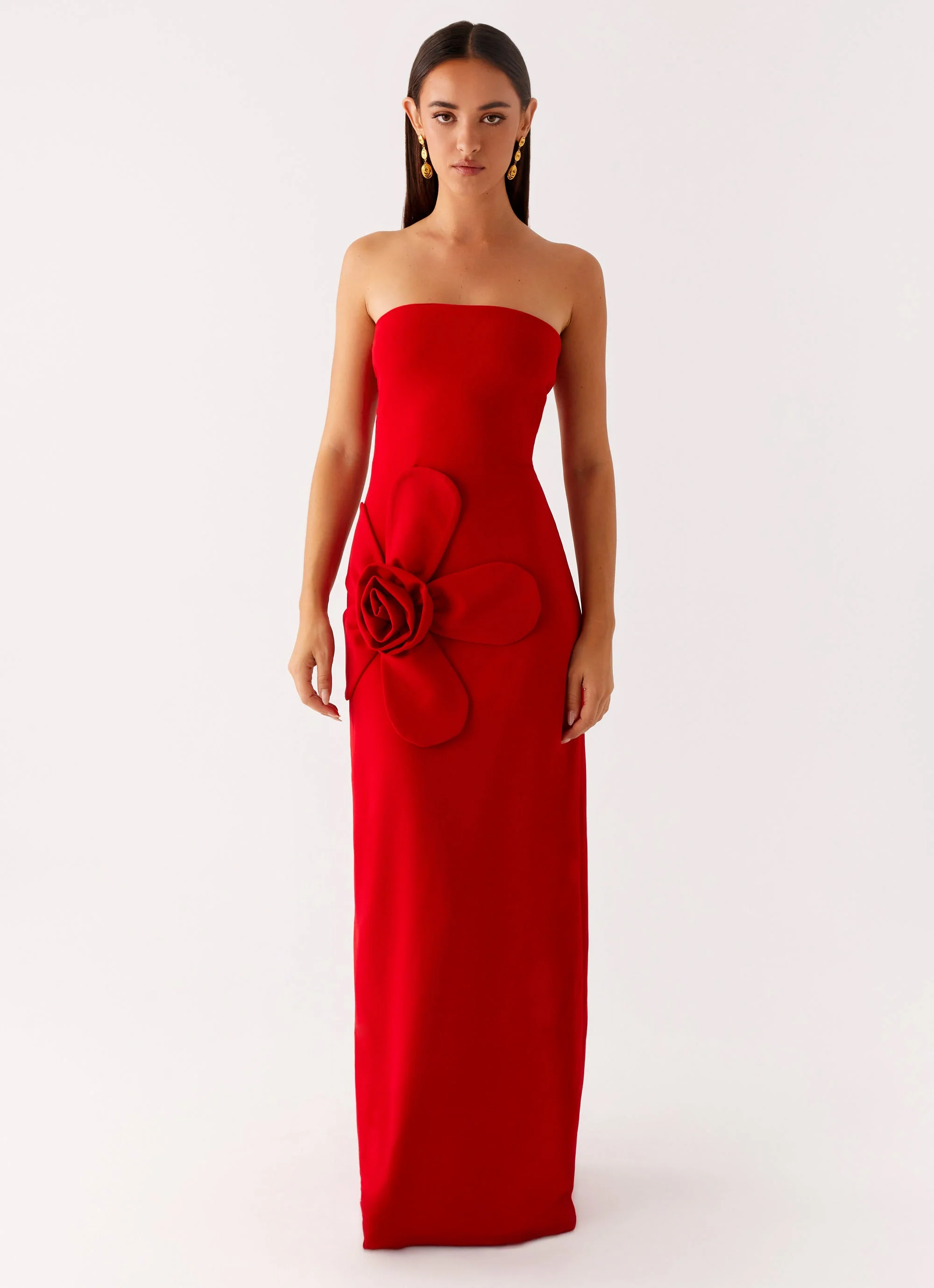 Hilton Strapless Maxi Dress - Red - Image 2