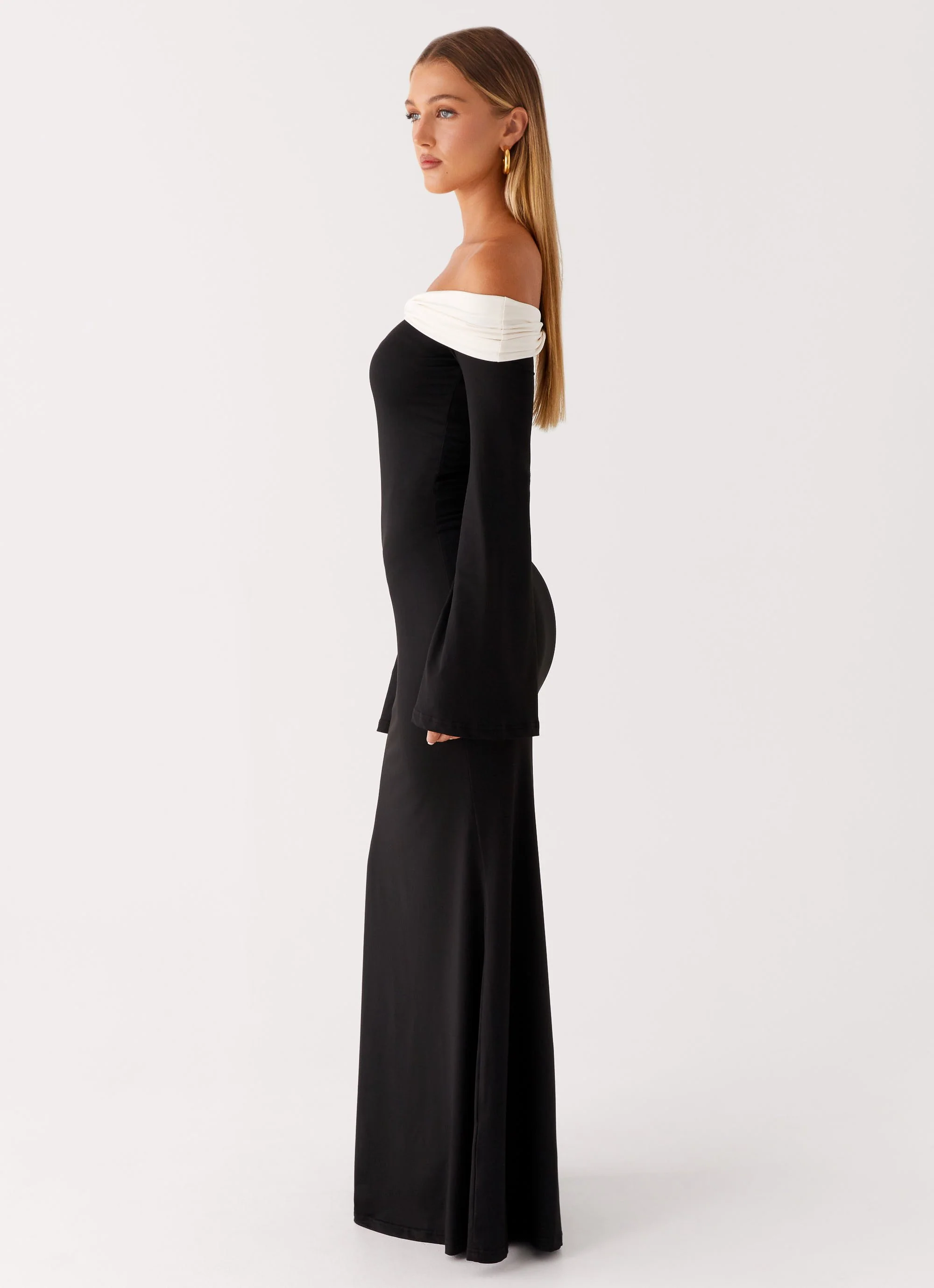 Hits Different Long Sleeve Maxi Dress - Black - Image 3
