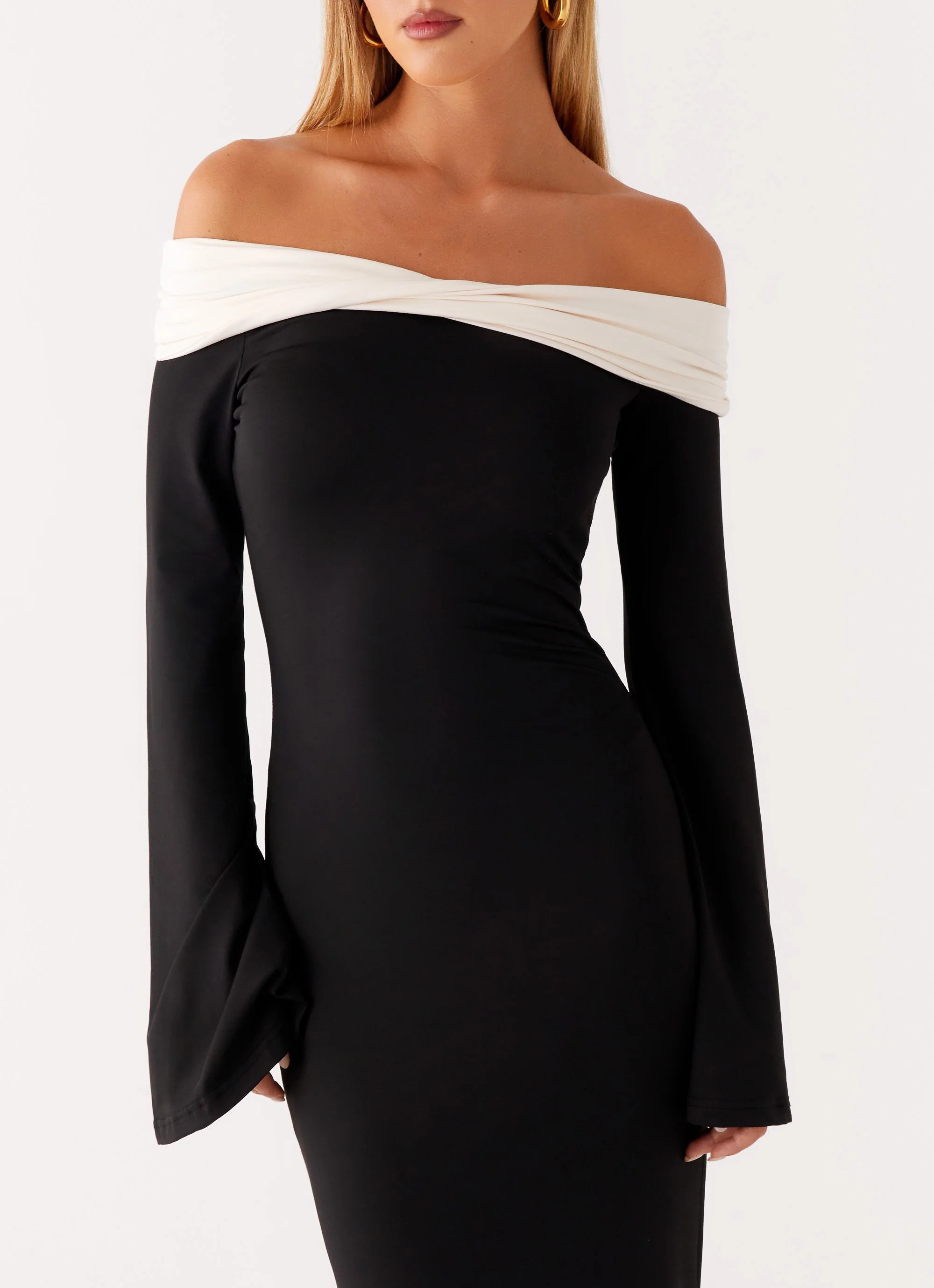 Hits Different Long Sleeve Maxi Dress - Black - Image 6