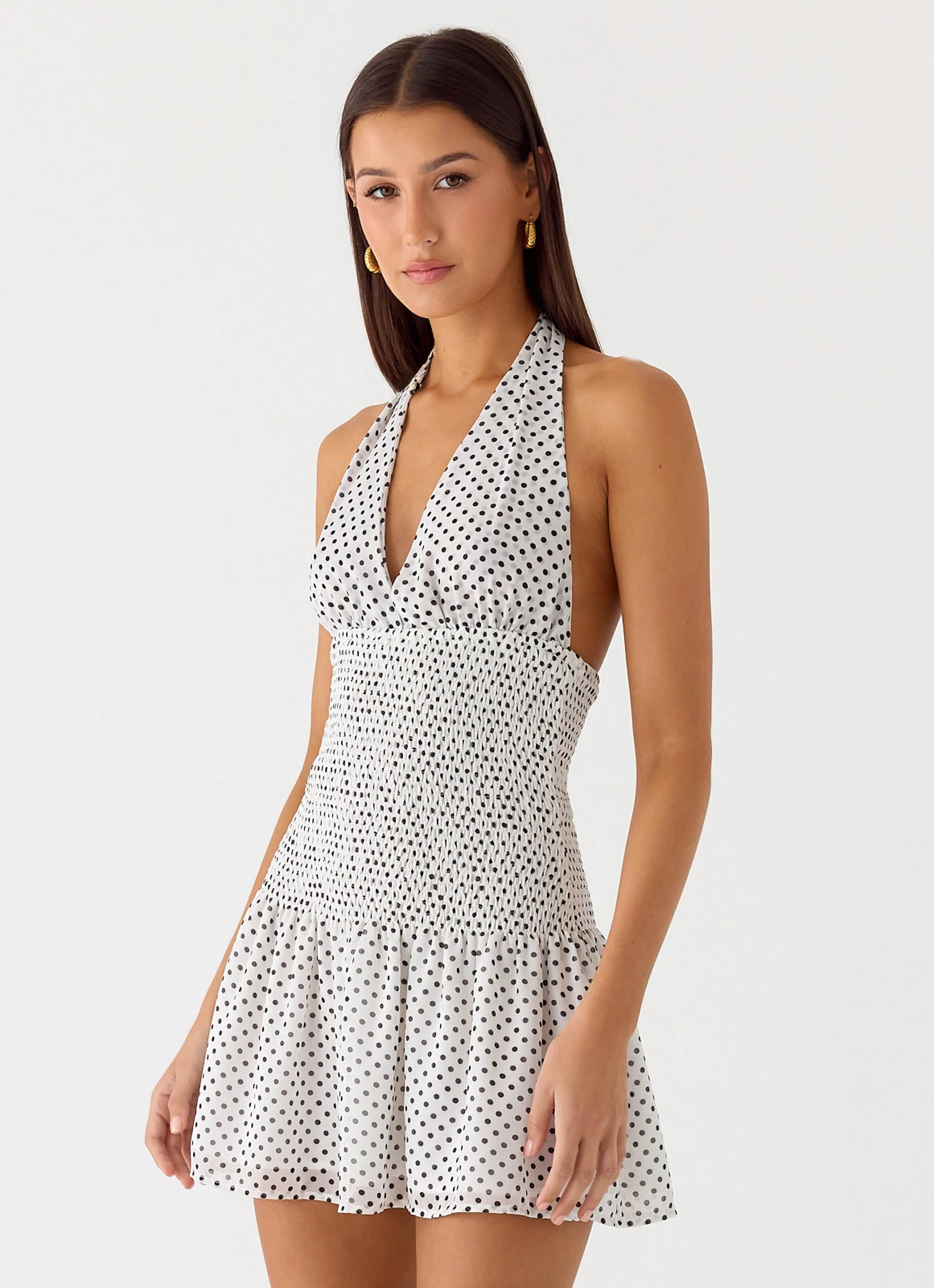 Holden Mini Dress - White Polkadot - Image 6