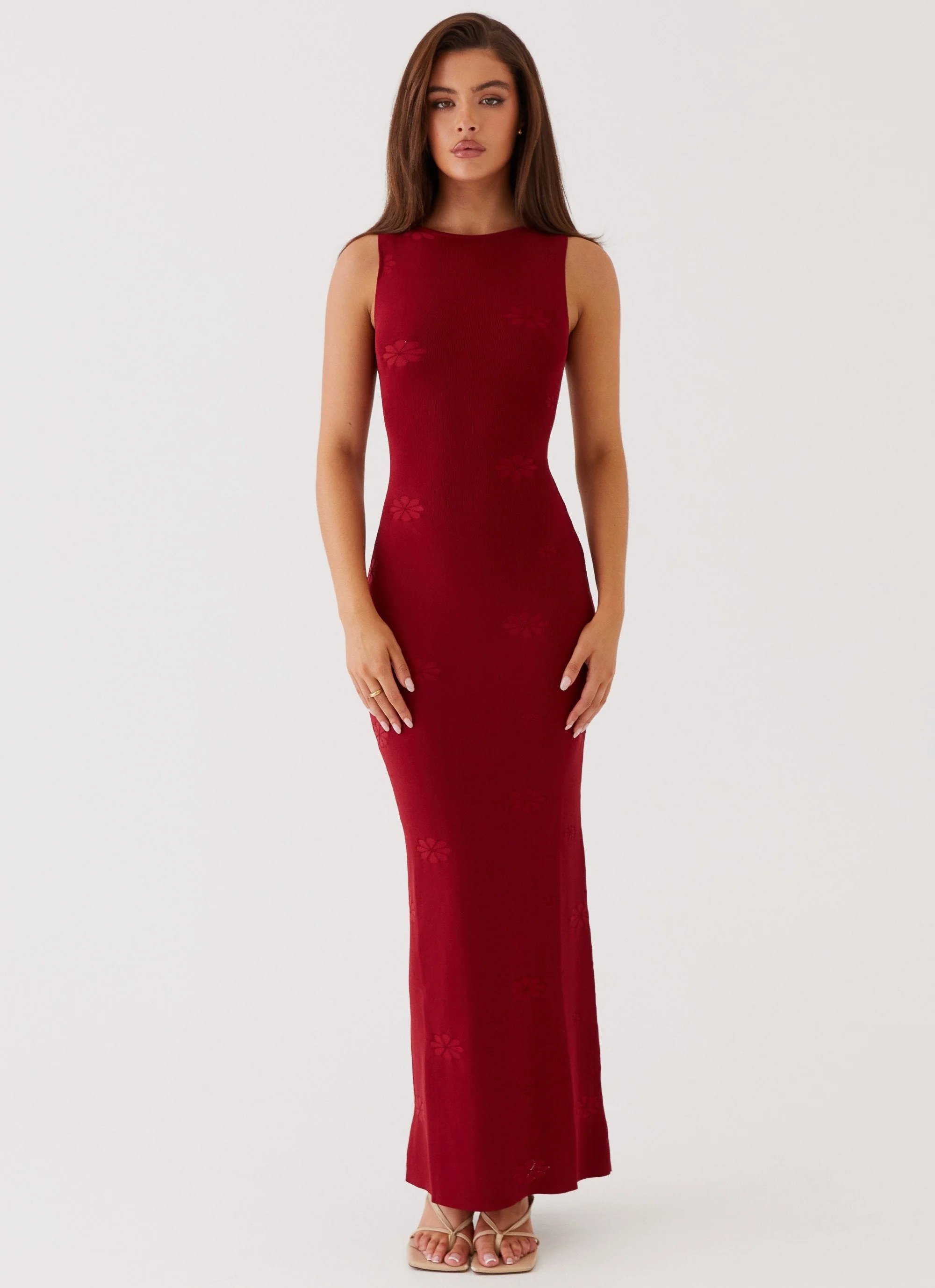 Holly Knit Maxi Dress - Red - Image 2
