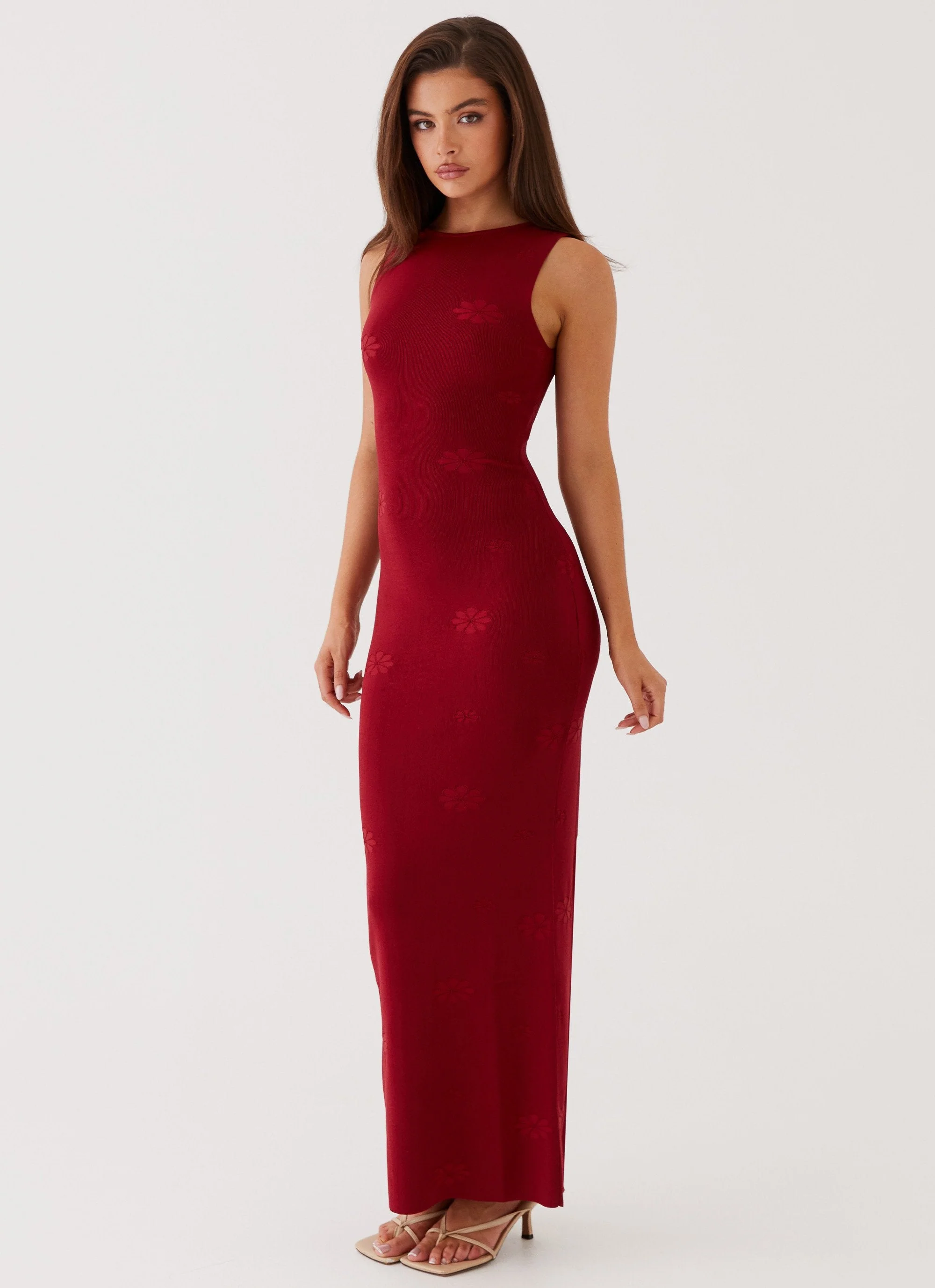 Holly Knit Maxi Dress - Red - Image 3