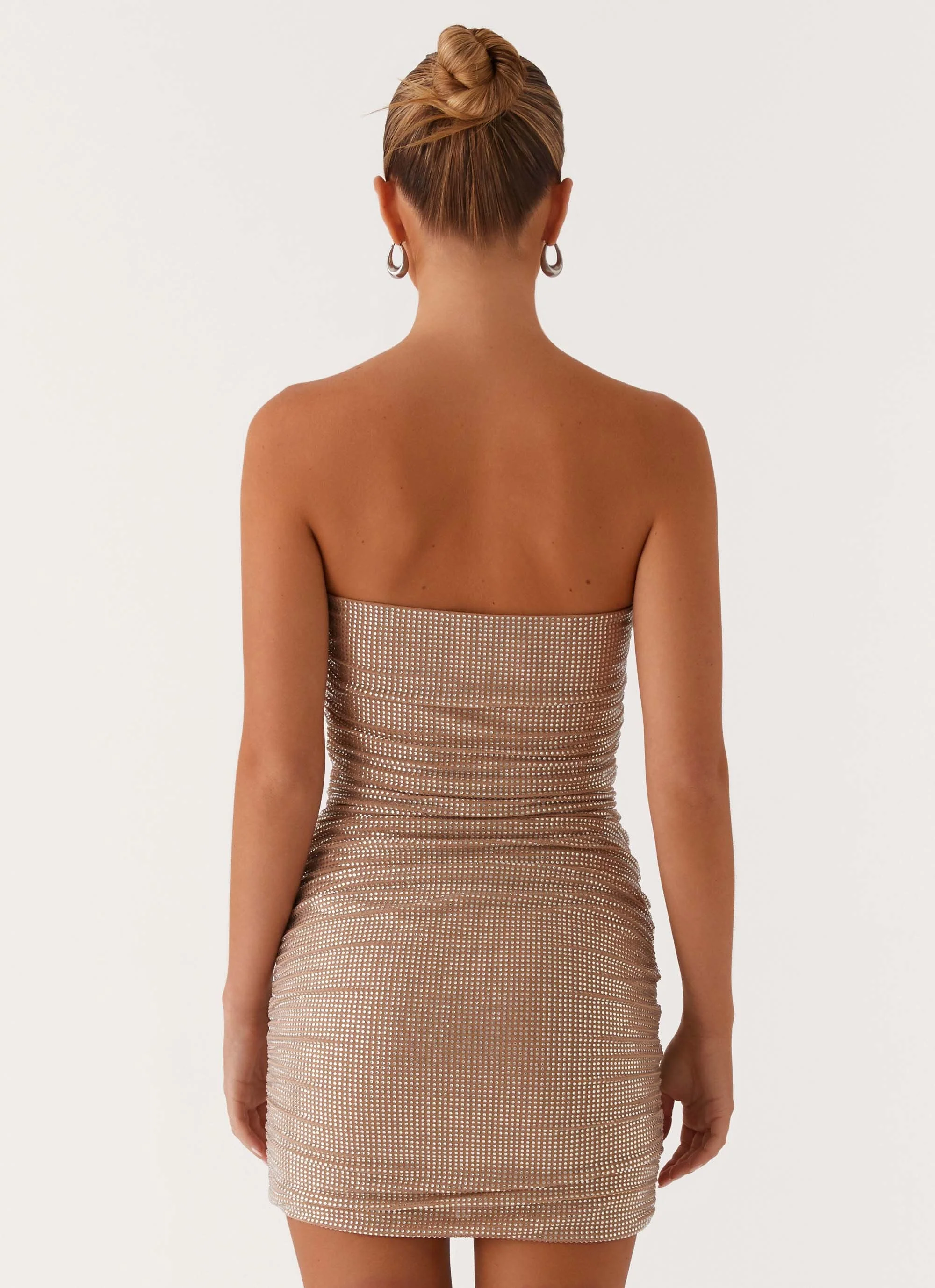 Hollywood Dream Rhinestone Mini Dress - Silver Rhinestone - Image 2