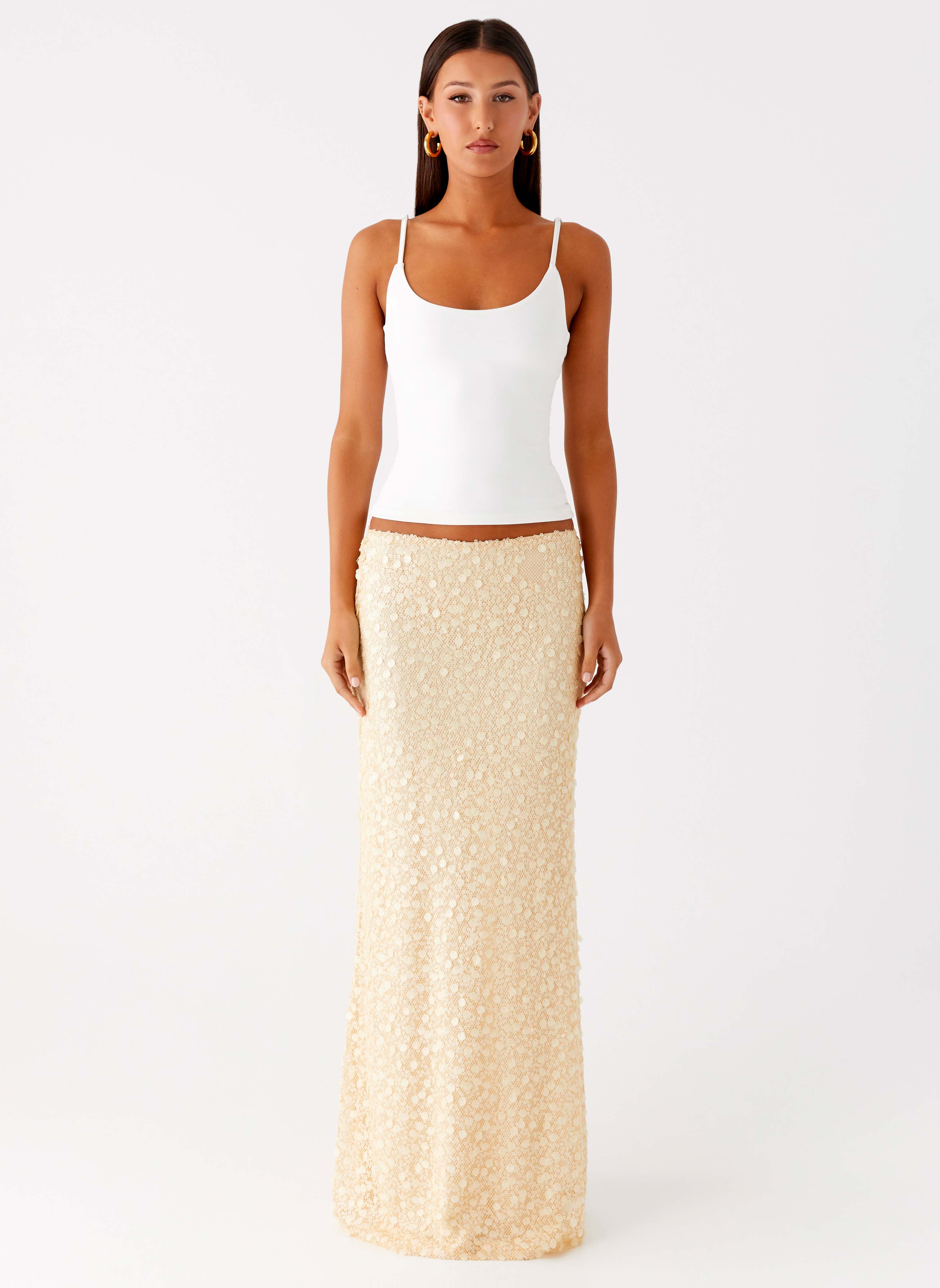 Honestly Sequin Maxi Skirt - Yellow - Image 2