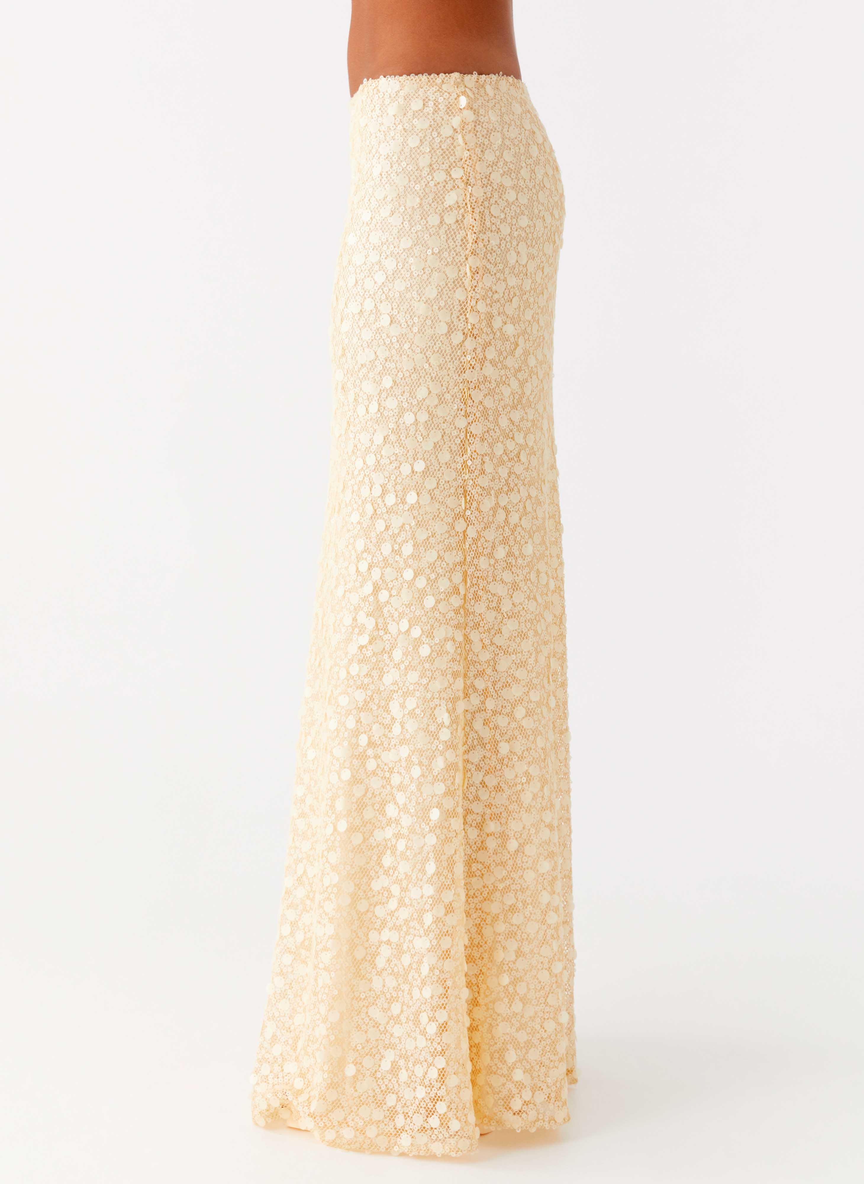 Honestly Sequin Maxi Skirt - Yellow - Image 3