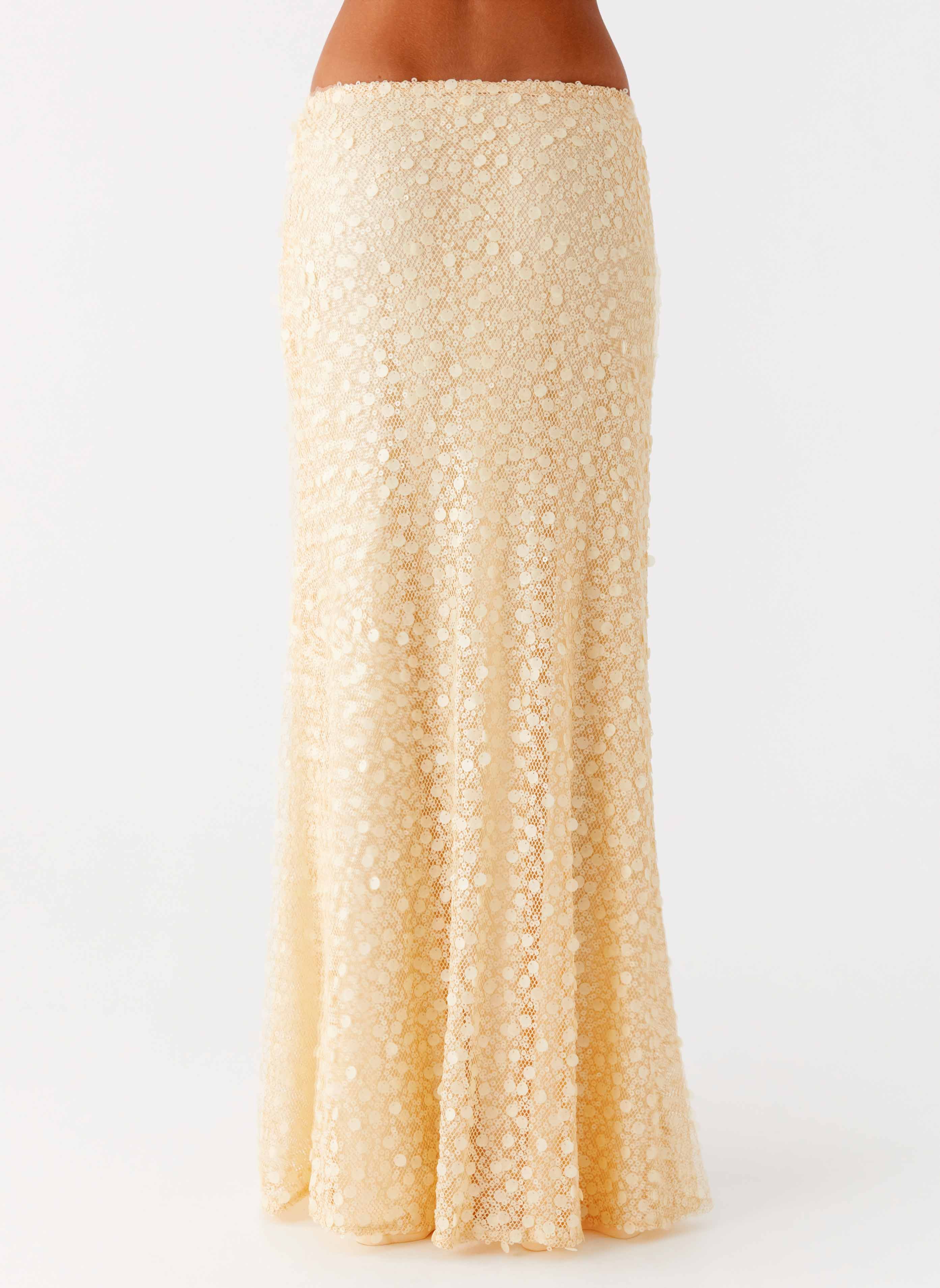 Honestly Sequin Maxi Skirt - Yellow - Image 4