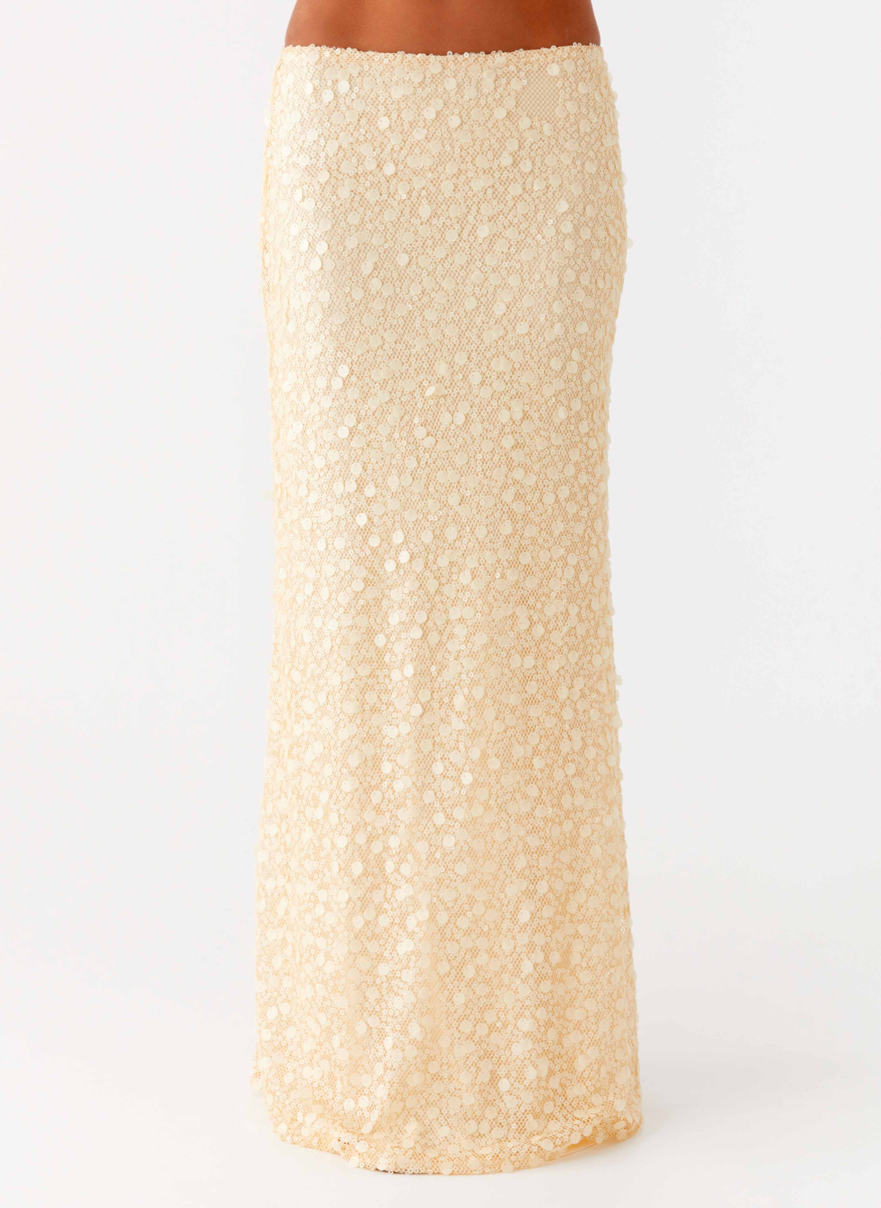 Honestly Sequin Maxi Skirt - Yellow - Image 5
