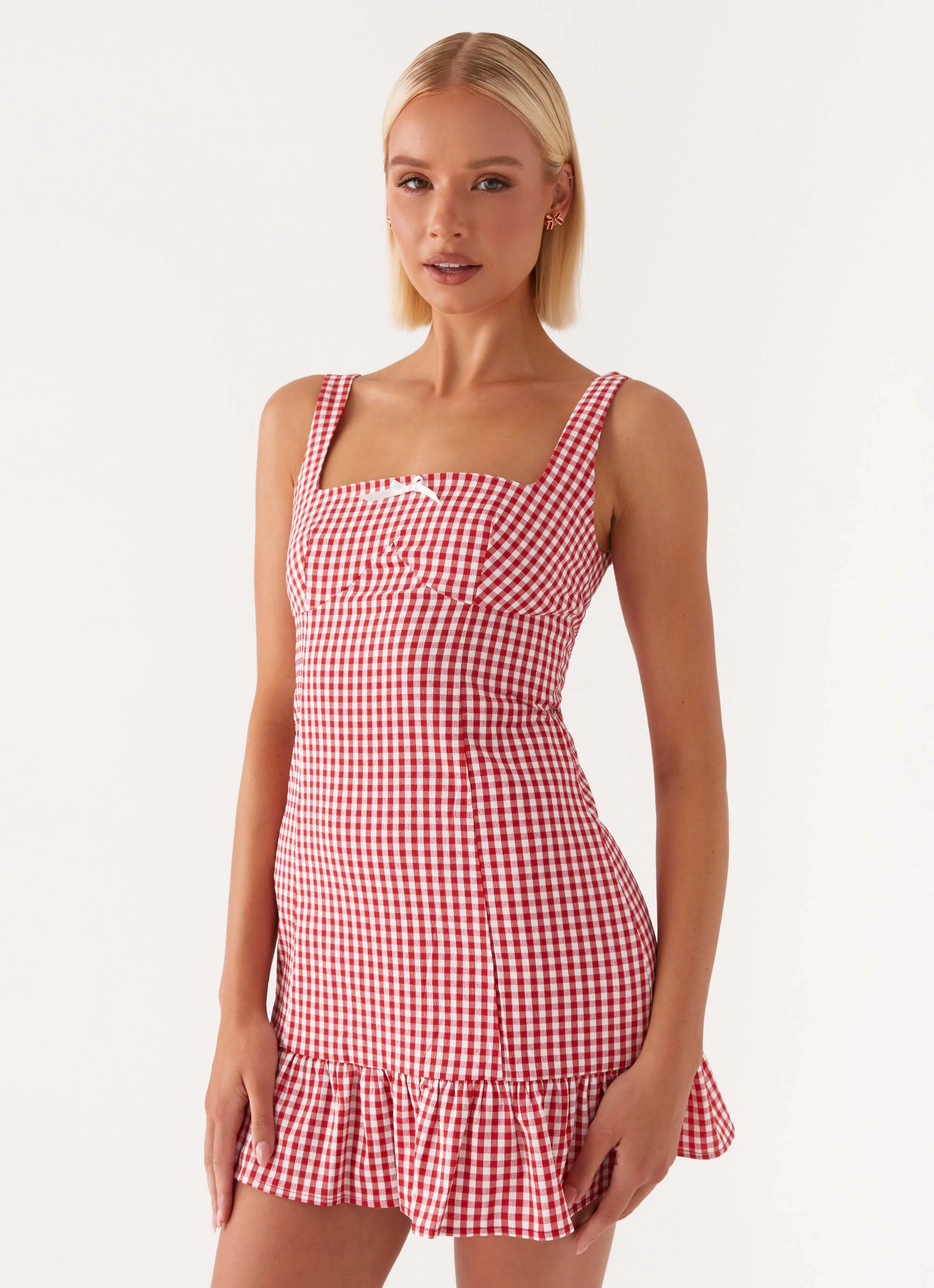Honesty Mini Dress - Red Gingham - Image 5