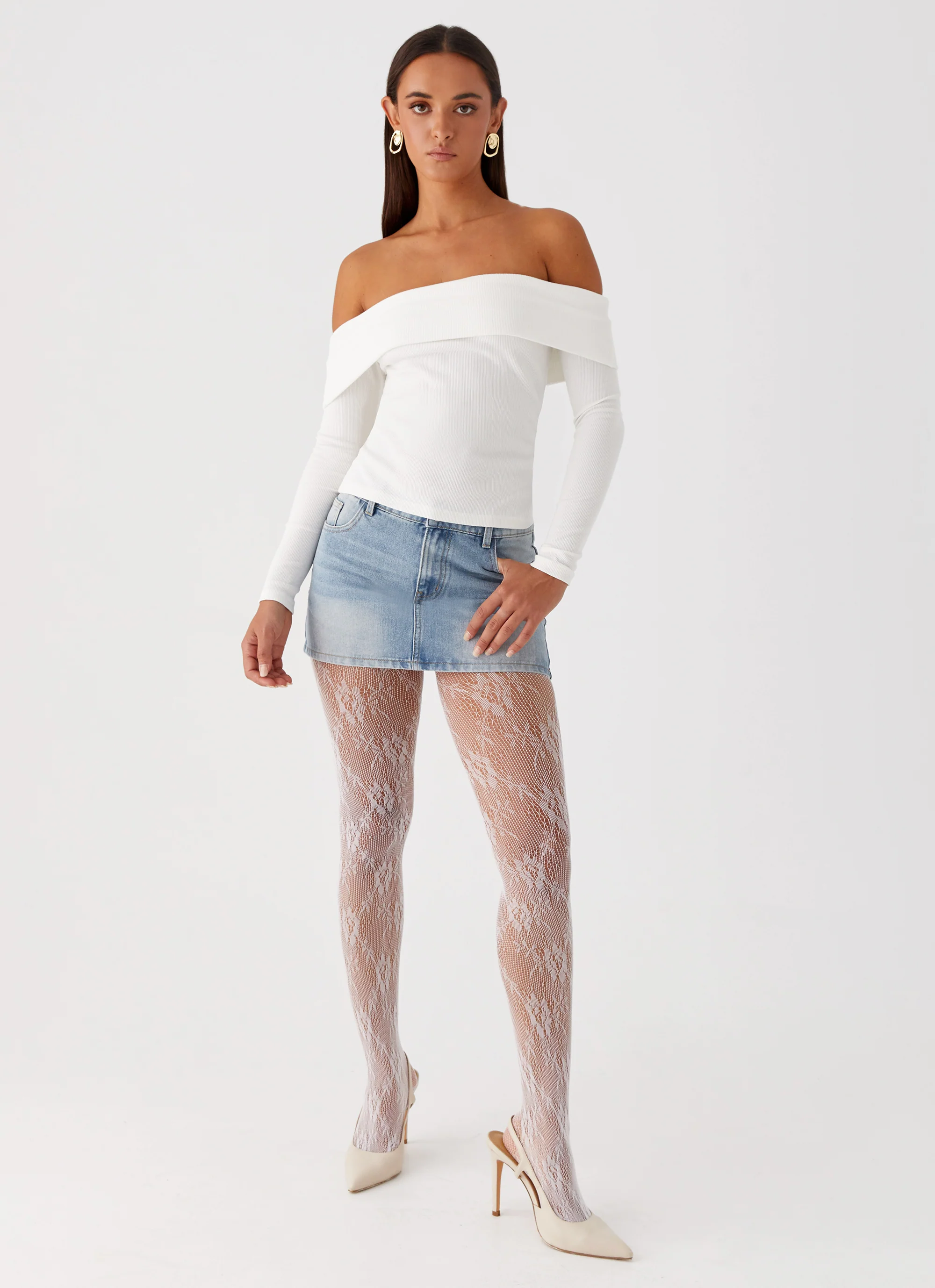 Honor Lace Stockings - White - Image 4