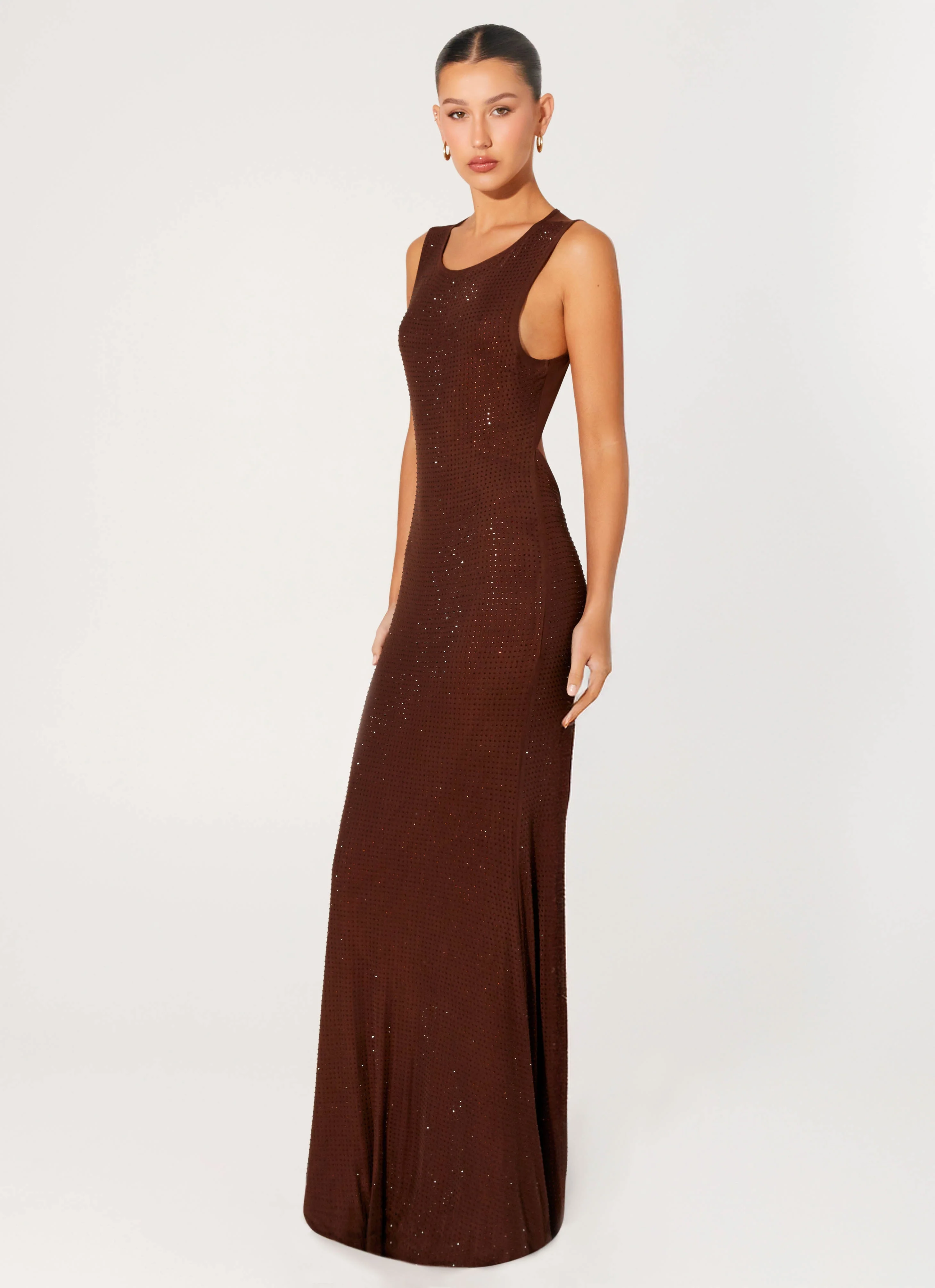 Hot Sequins Maxi Dress - Chocolate - Image 2