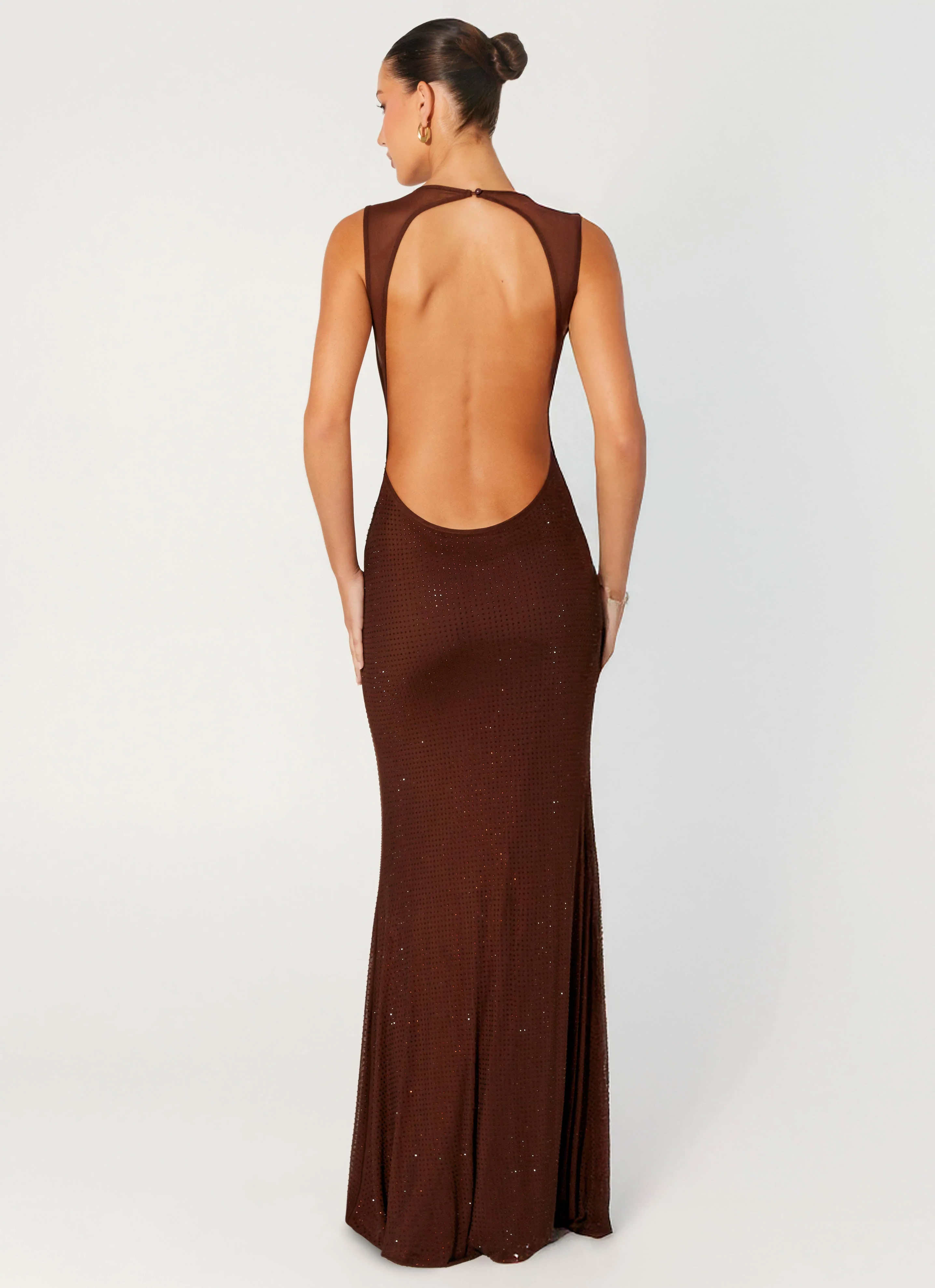 Hot Sequins Maxi Dress - Chocolate - Image 3