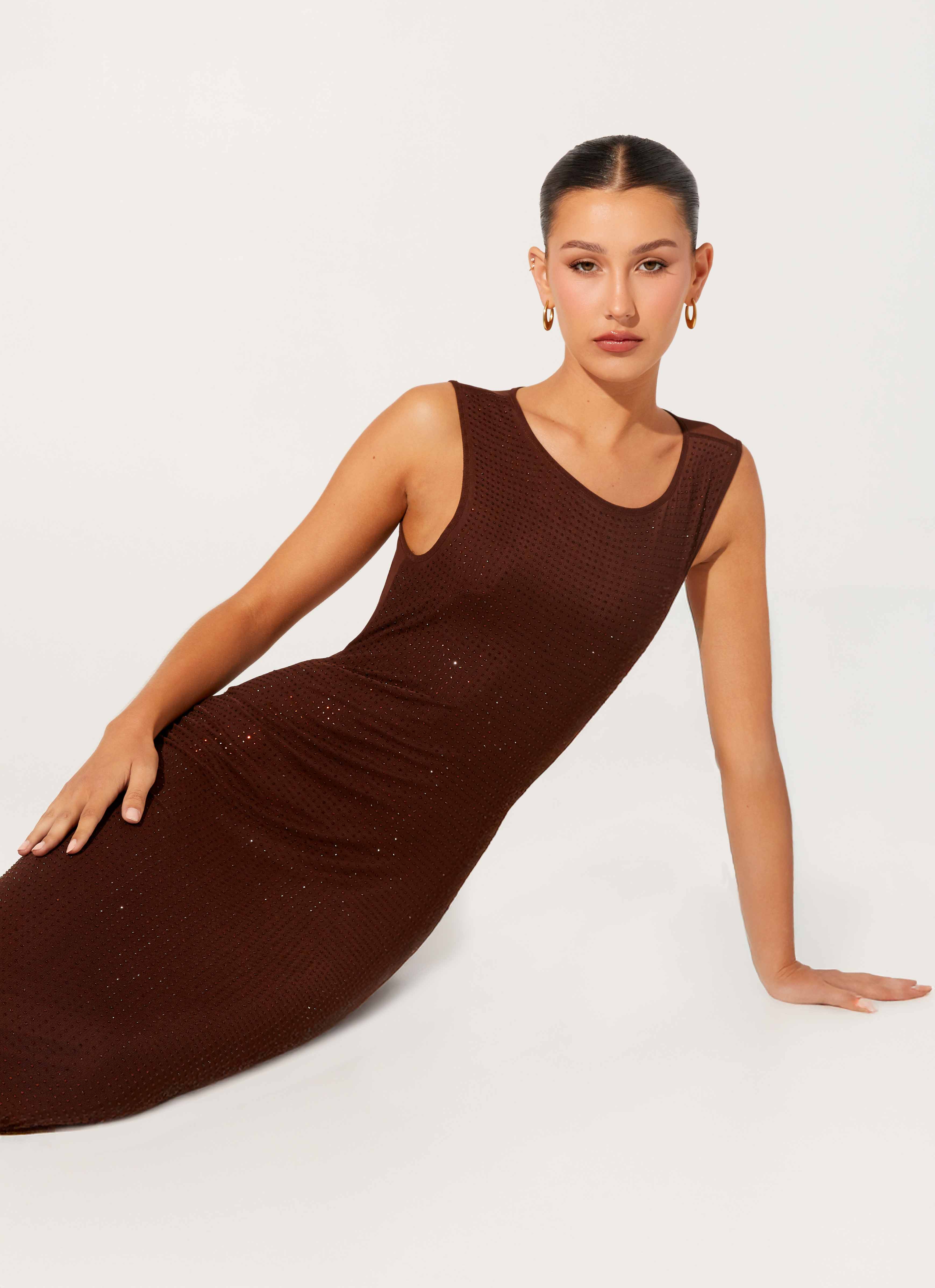 Hot Sequins Maxi Dress - Chocolate - Image 6