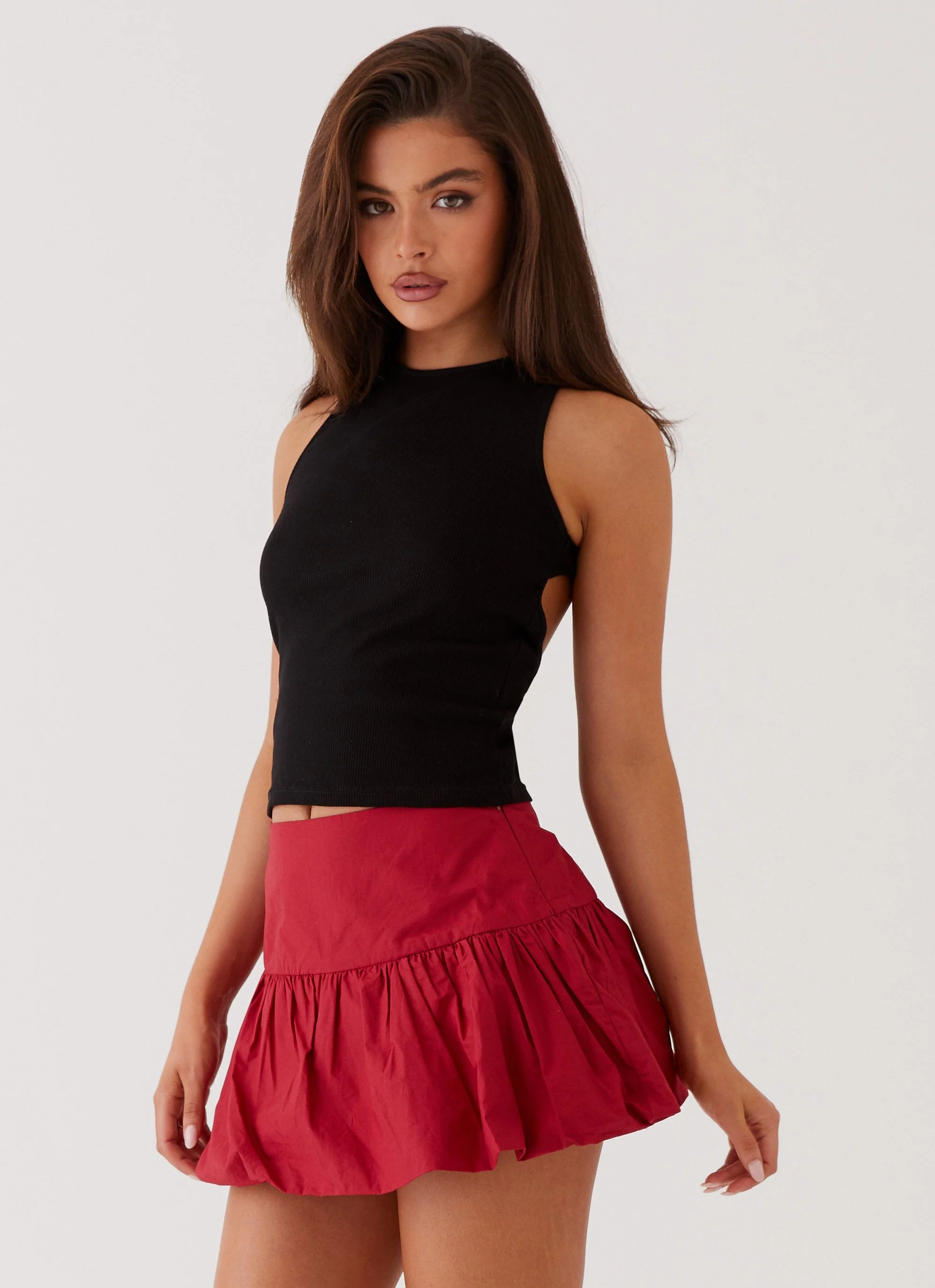 Hotel California Low Rise Mini Skirt - Red - Image 3
