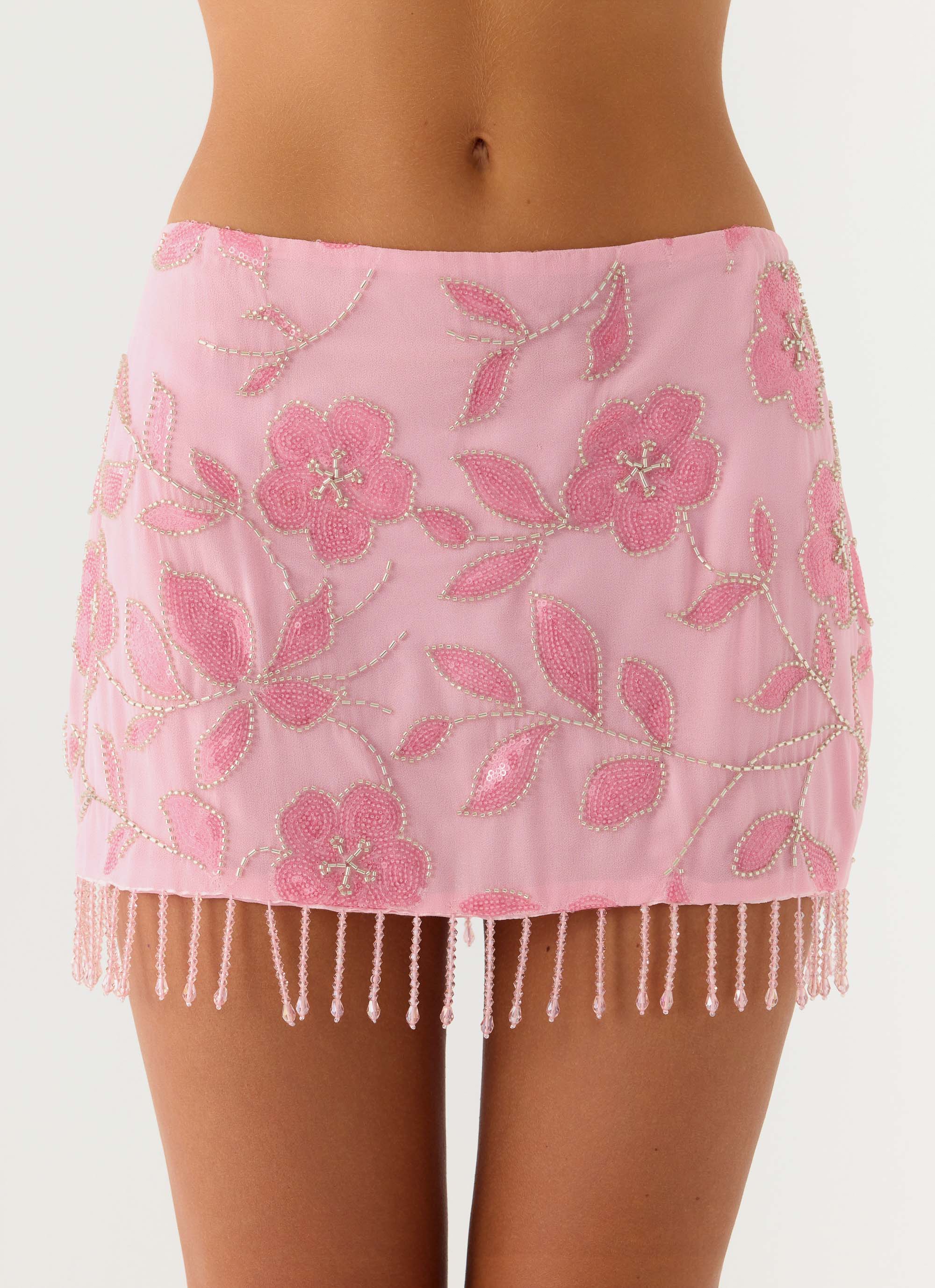 Iglesias Beaded Sequin Mini Skirt - Pink - Image 7