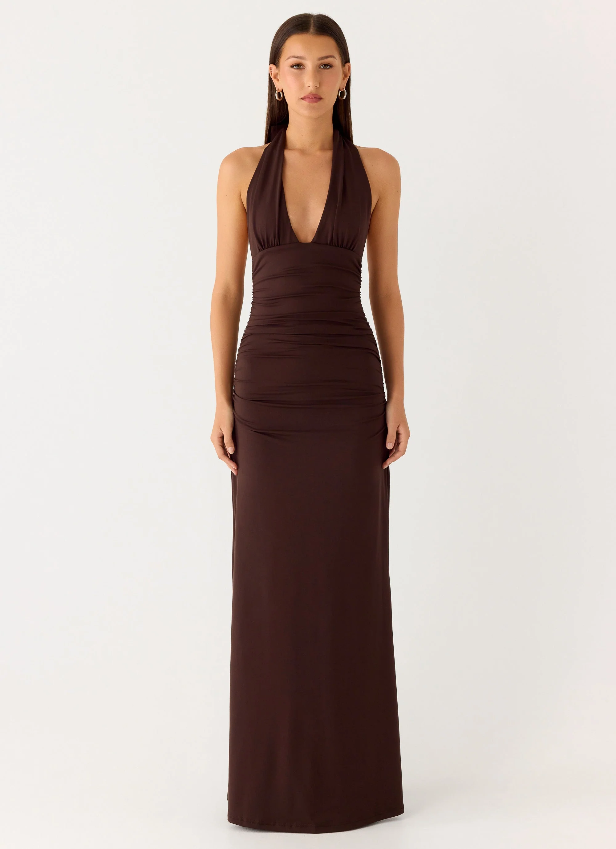 Ilaria Halter Maxi Dress - Chocolate - Image 4