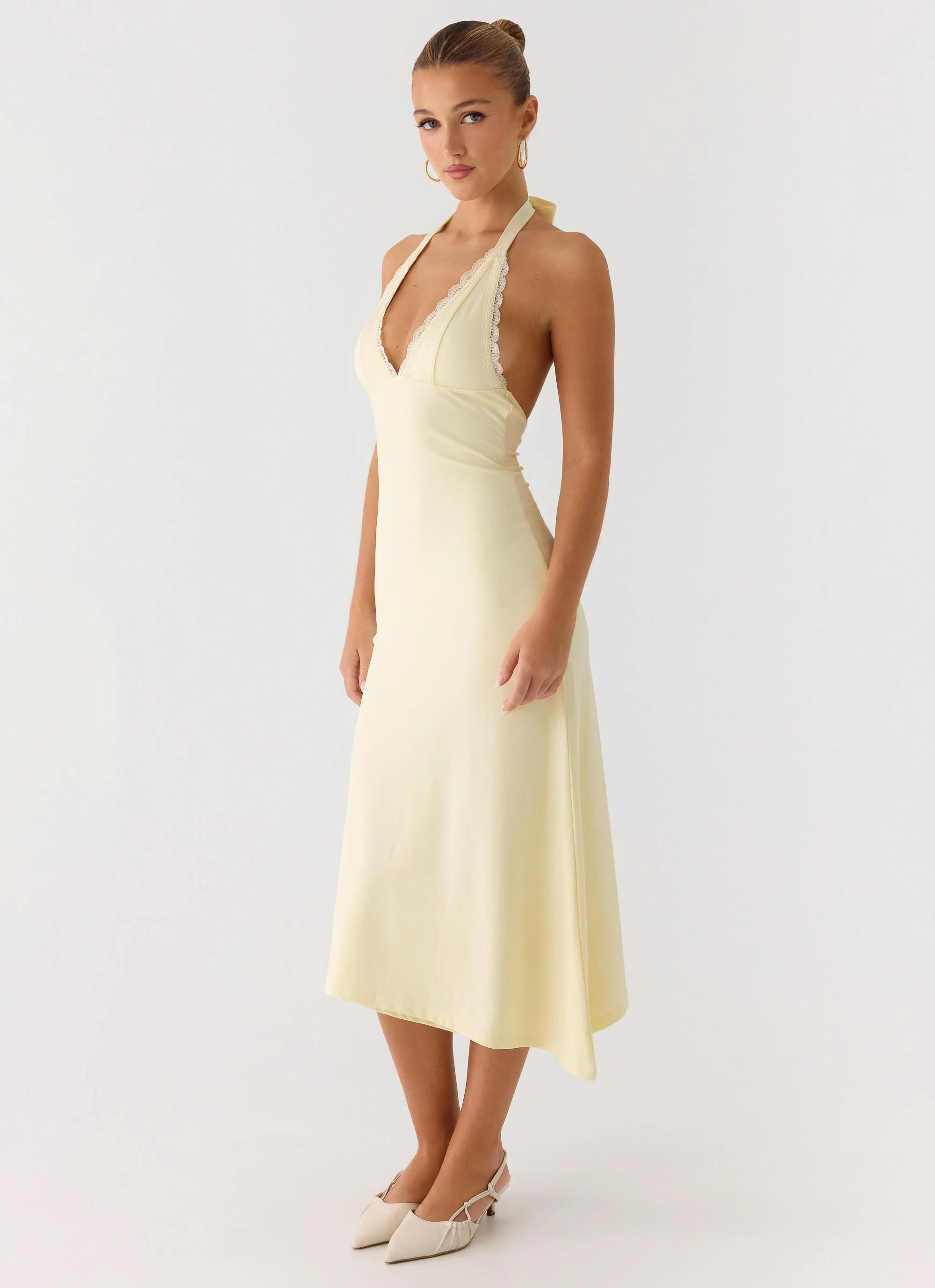 Illuminate Halter Midi Dress - Butter Yellow - Image 3