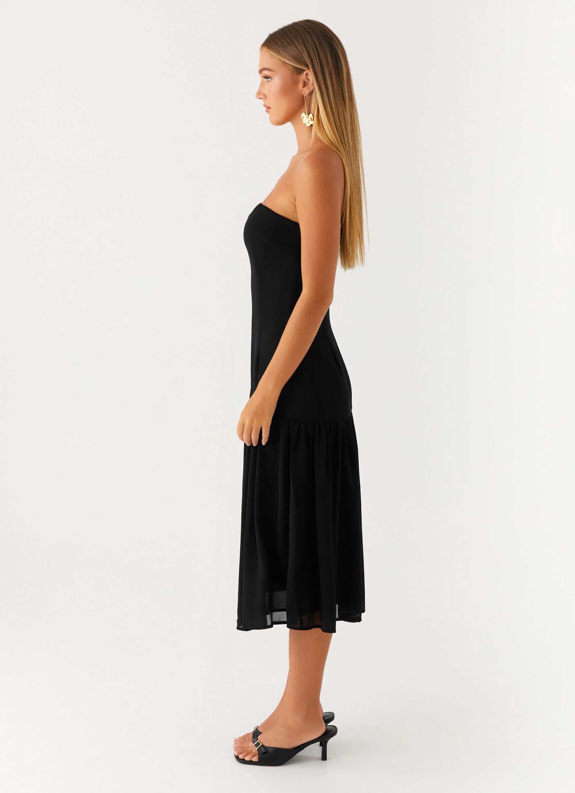 Imagination Strapless Midi Dress - Black - Image 3
