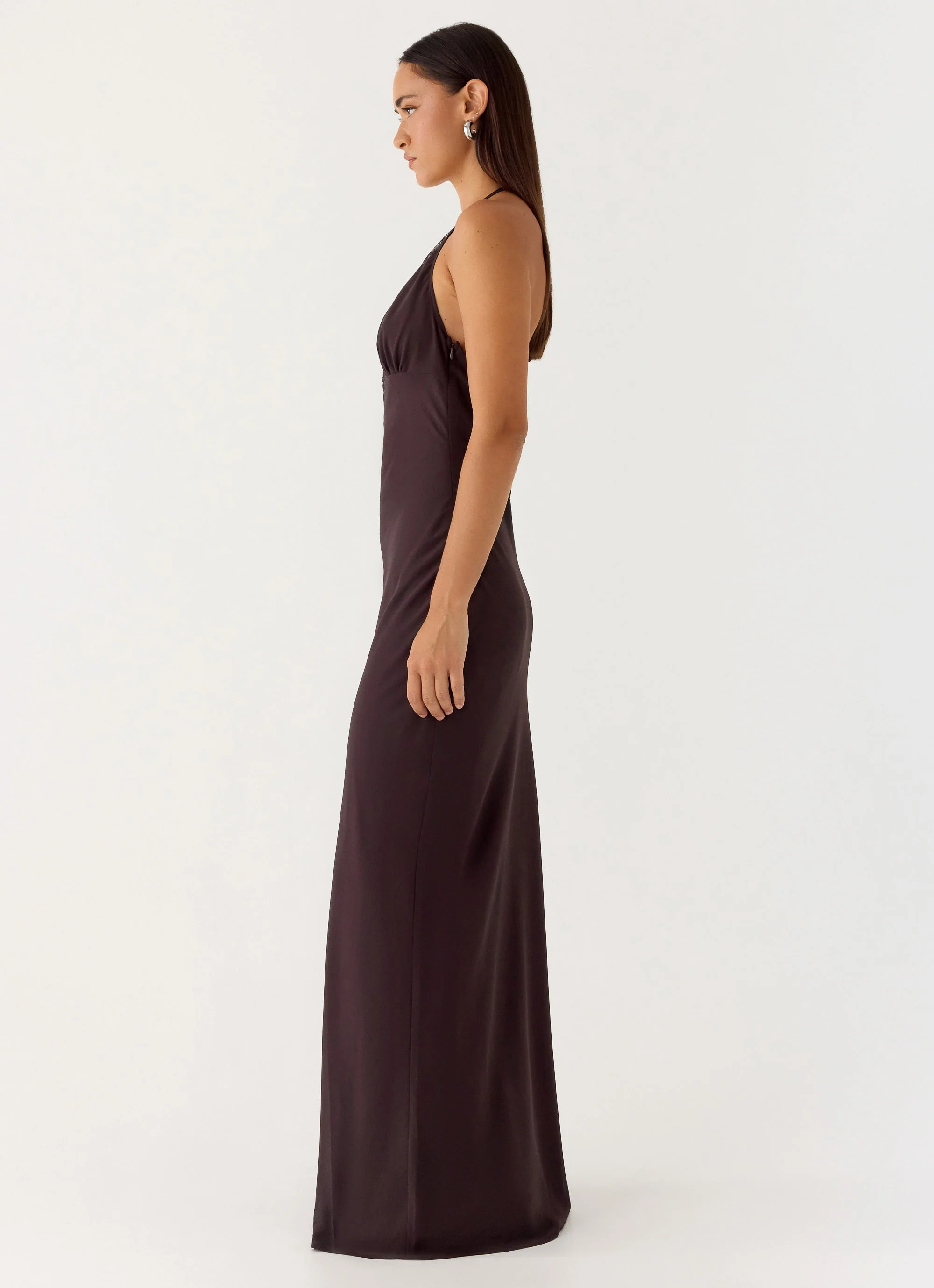 Indya Halter Maxi Dress - Chocolate - Image 2