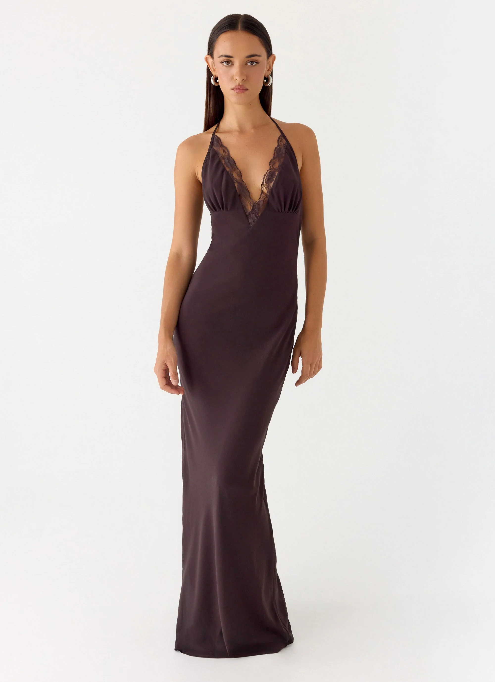 Indya Halter Maxi Dress - Chocolate - Image 8