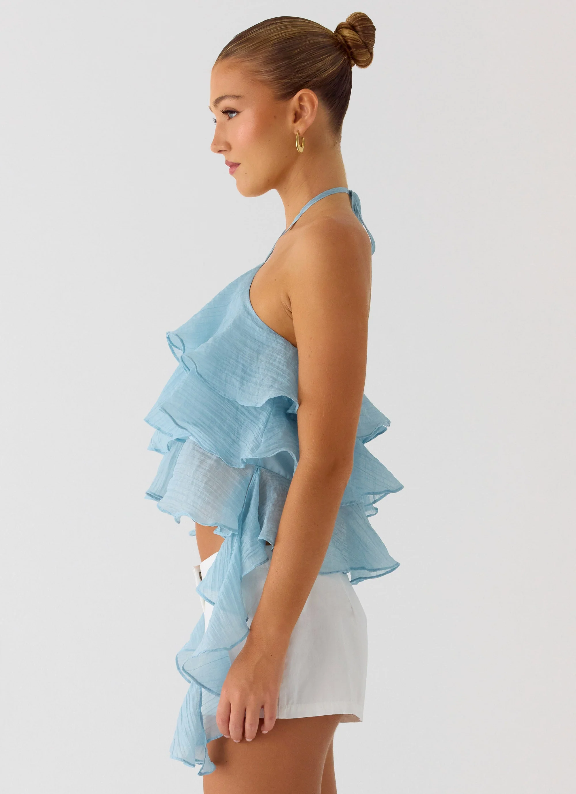 Inna Frill Halter Top - Aqua - Image 4