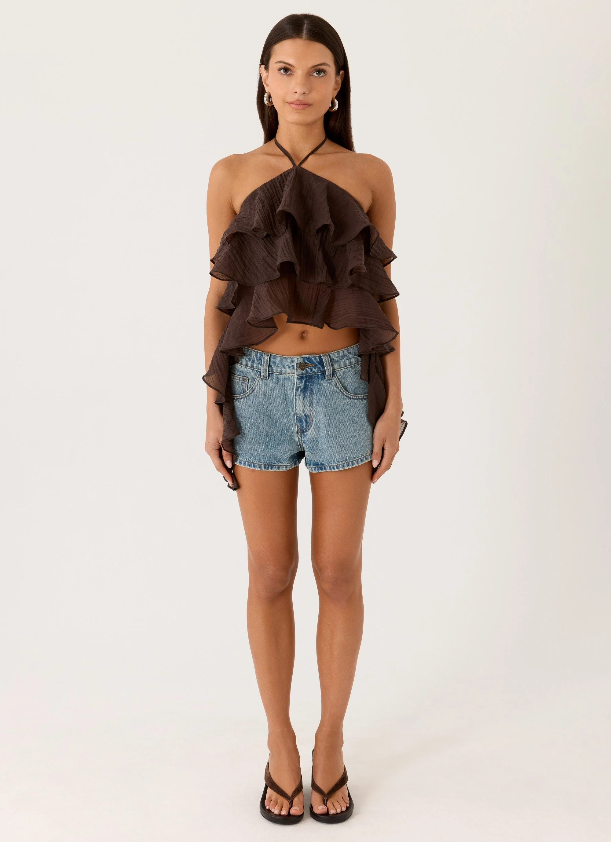 Inna Frill Halter Top - Chocolate - Image 4