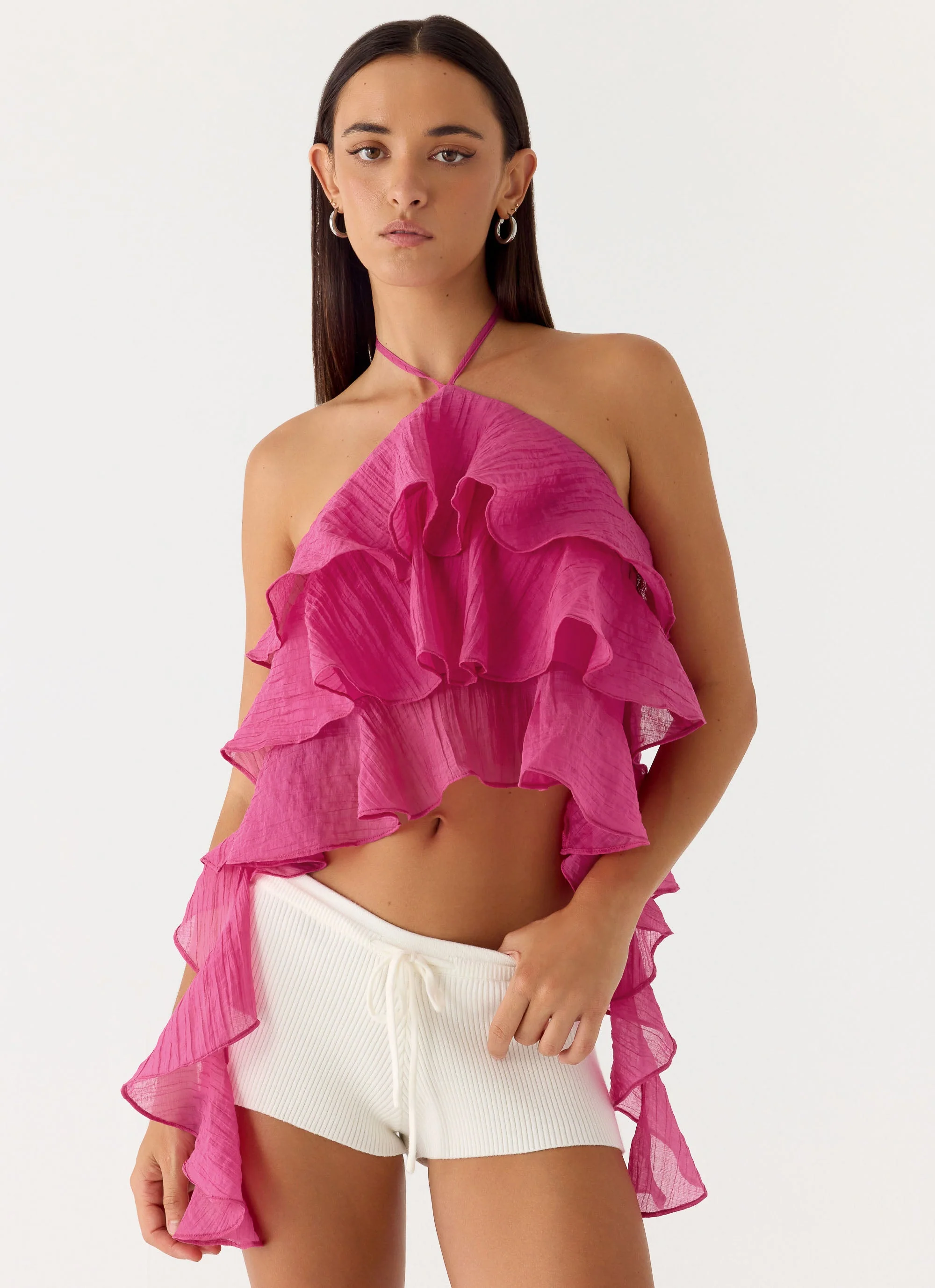 Inna Frill Halter Top - Fuchsia - Image 5