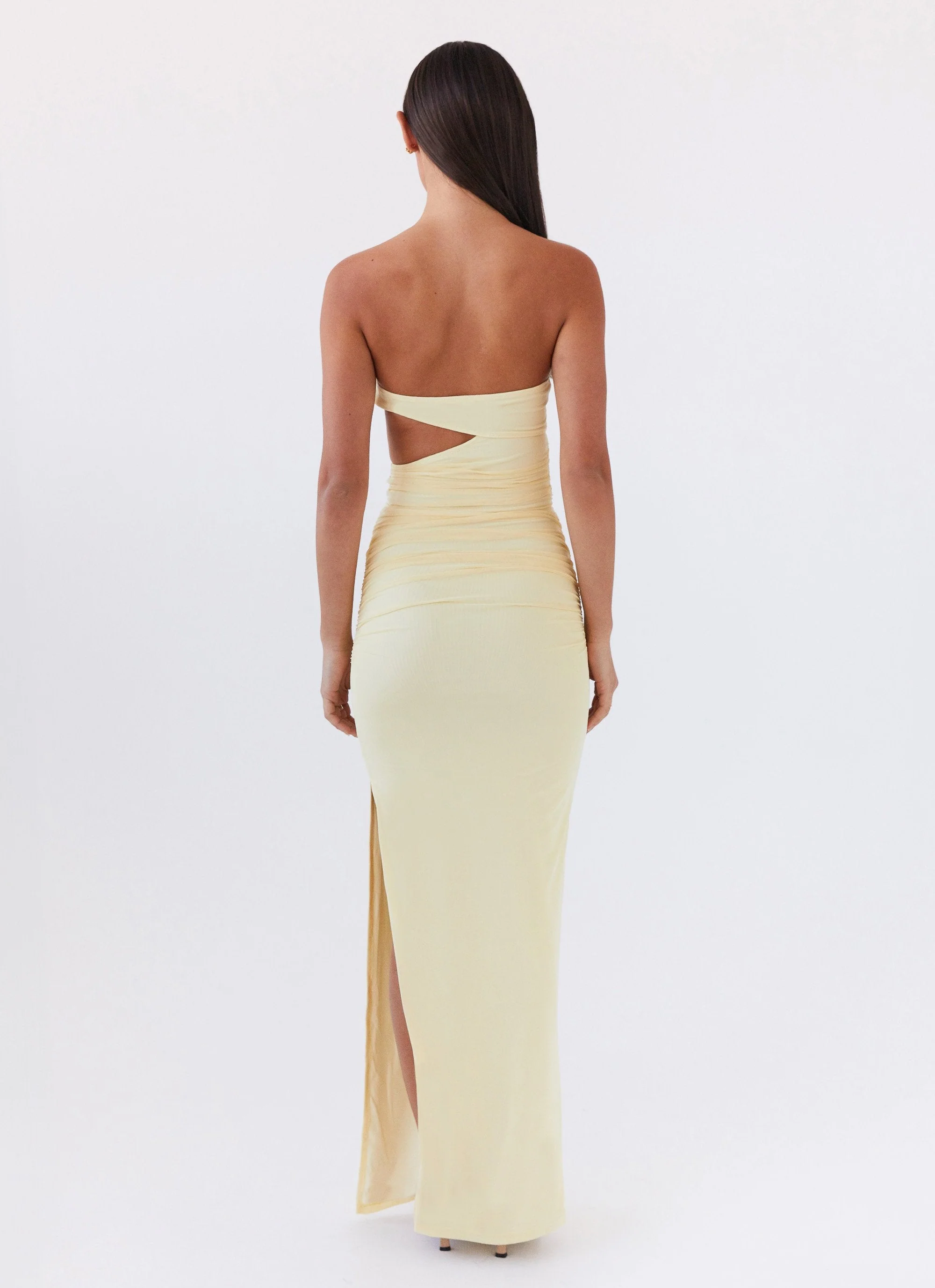 Into Pieces Mesh Maxi Dress - Lemon - Image 3