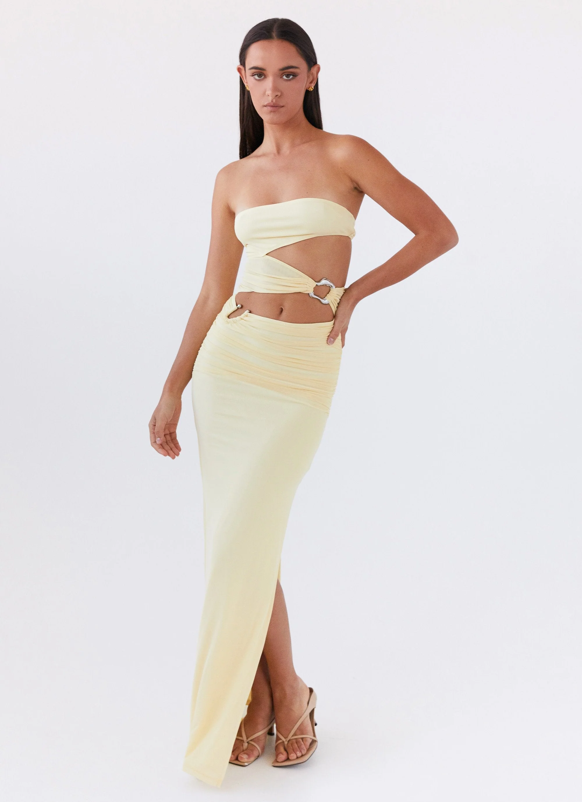 Into Pieces Mesh Maxi Dress - Lemon - Image 6