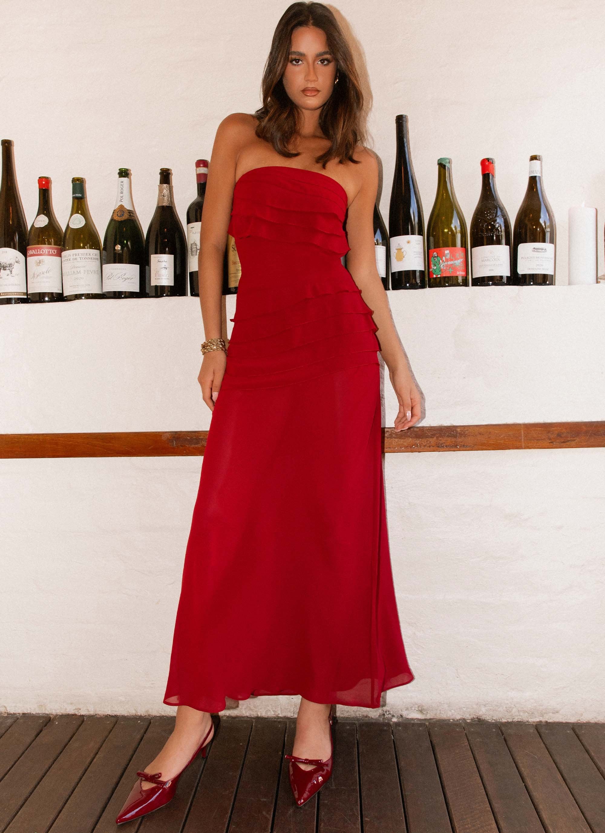 Into The Night Maxi Dress - Cherry Red - Image 8