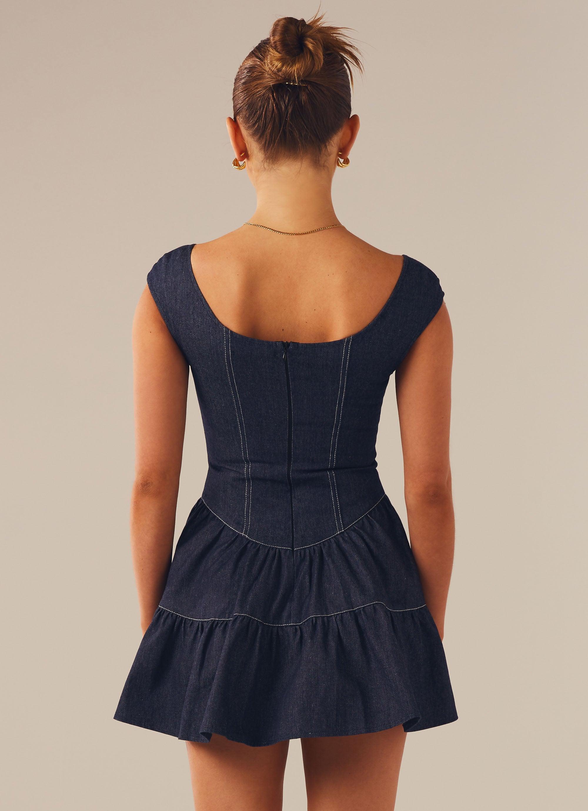 Isabella Denim Bustier Dress - Indigo - Image 4
