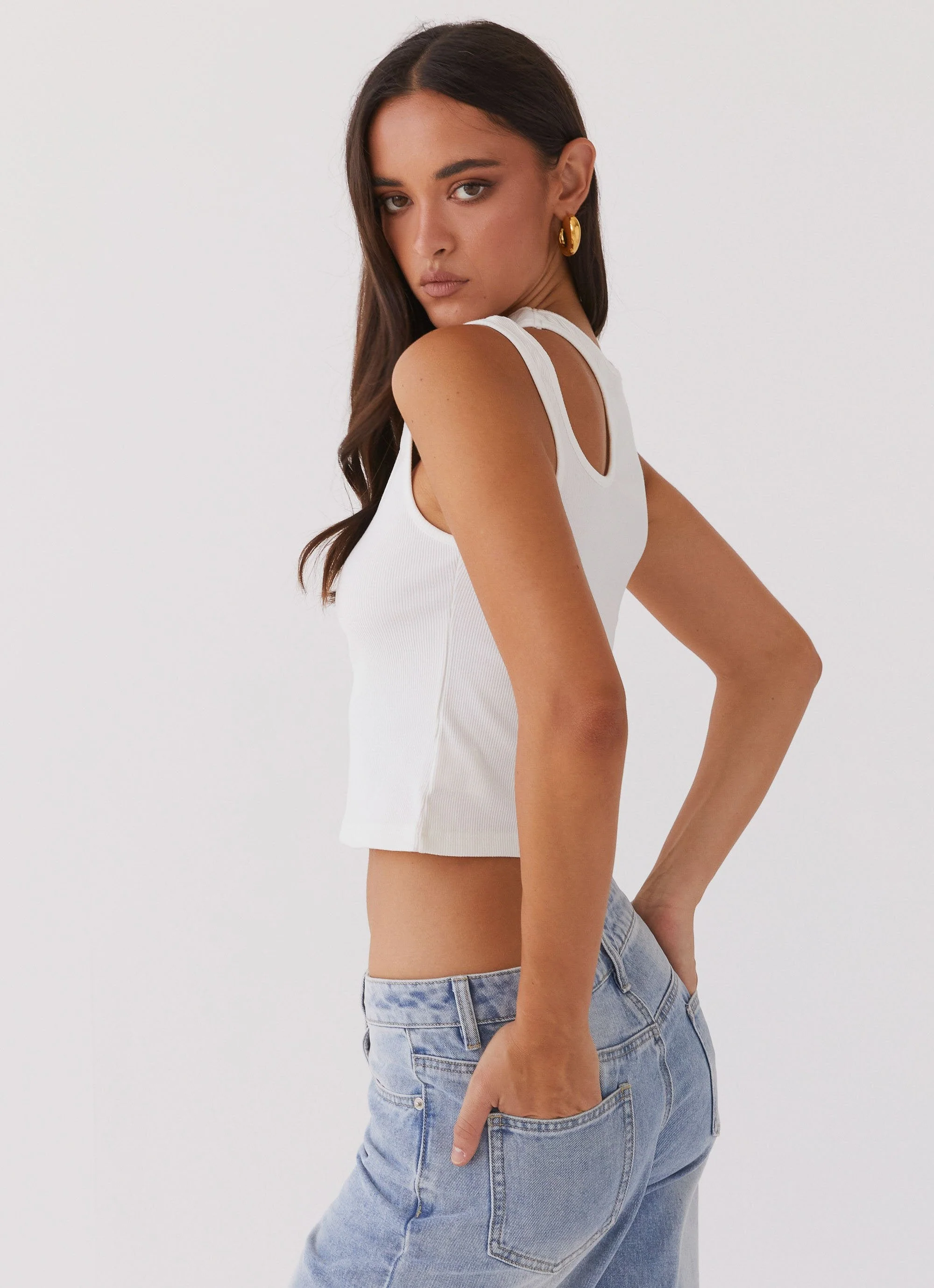 Isla Cut Out Tank Top - White - Image 3