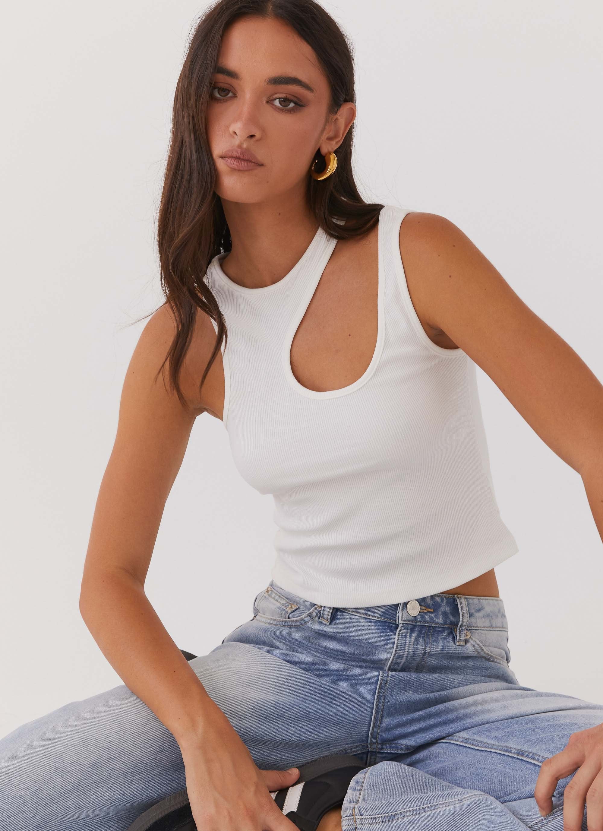 Isla Cut Out Tank Top - White - Image 6