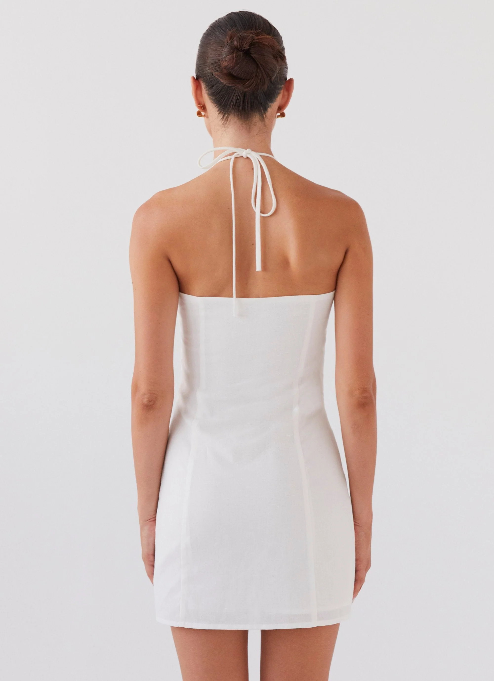 Island Echoes Linen Mini Dress - White - Image 3