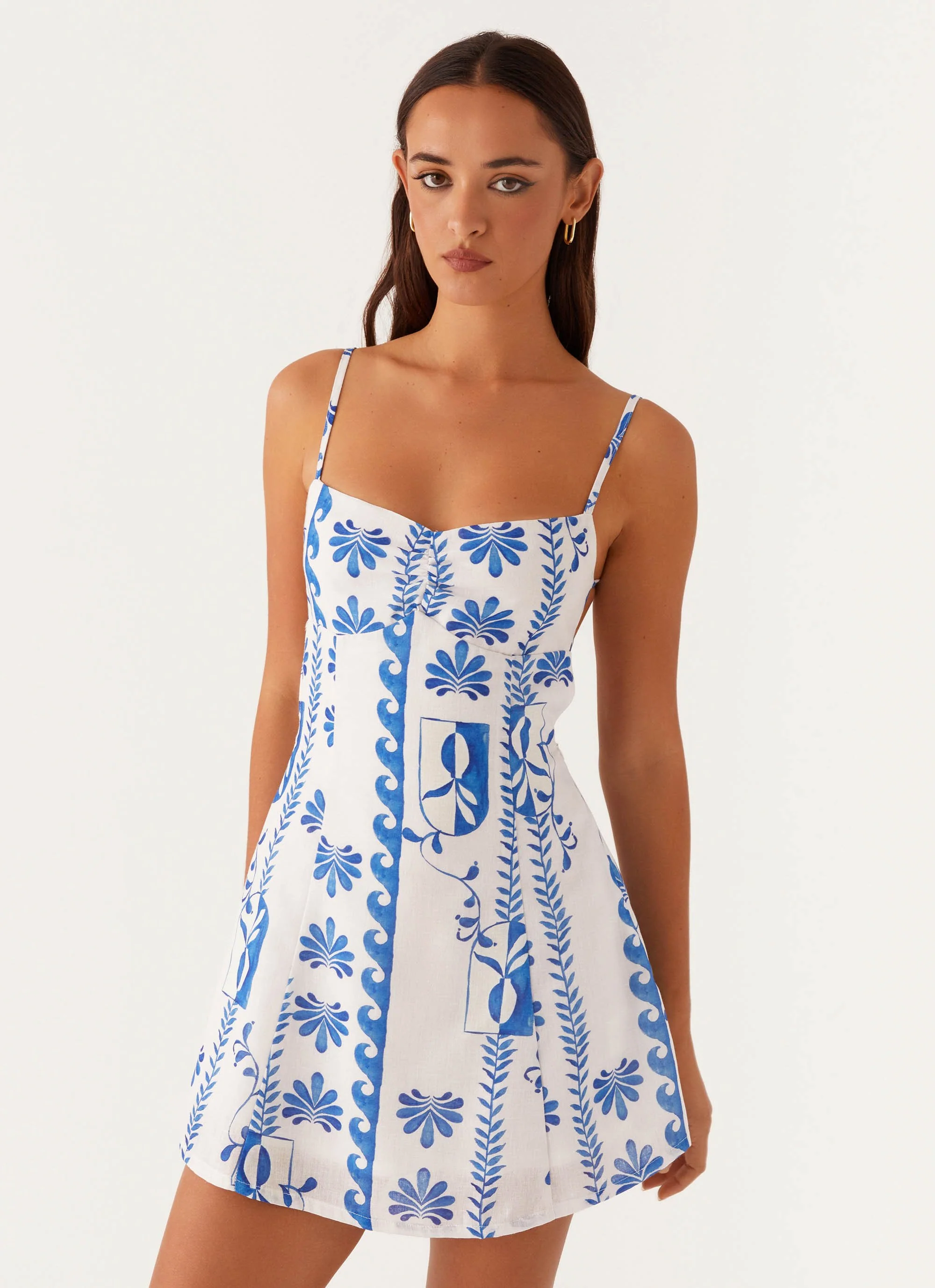 Isra Linen Mini Dress - Floral Wave - Image 6